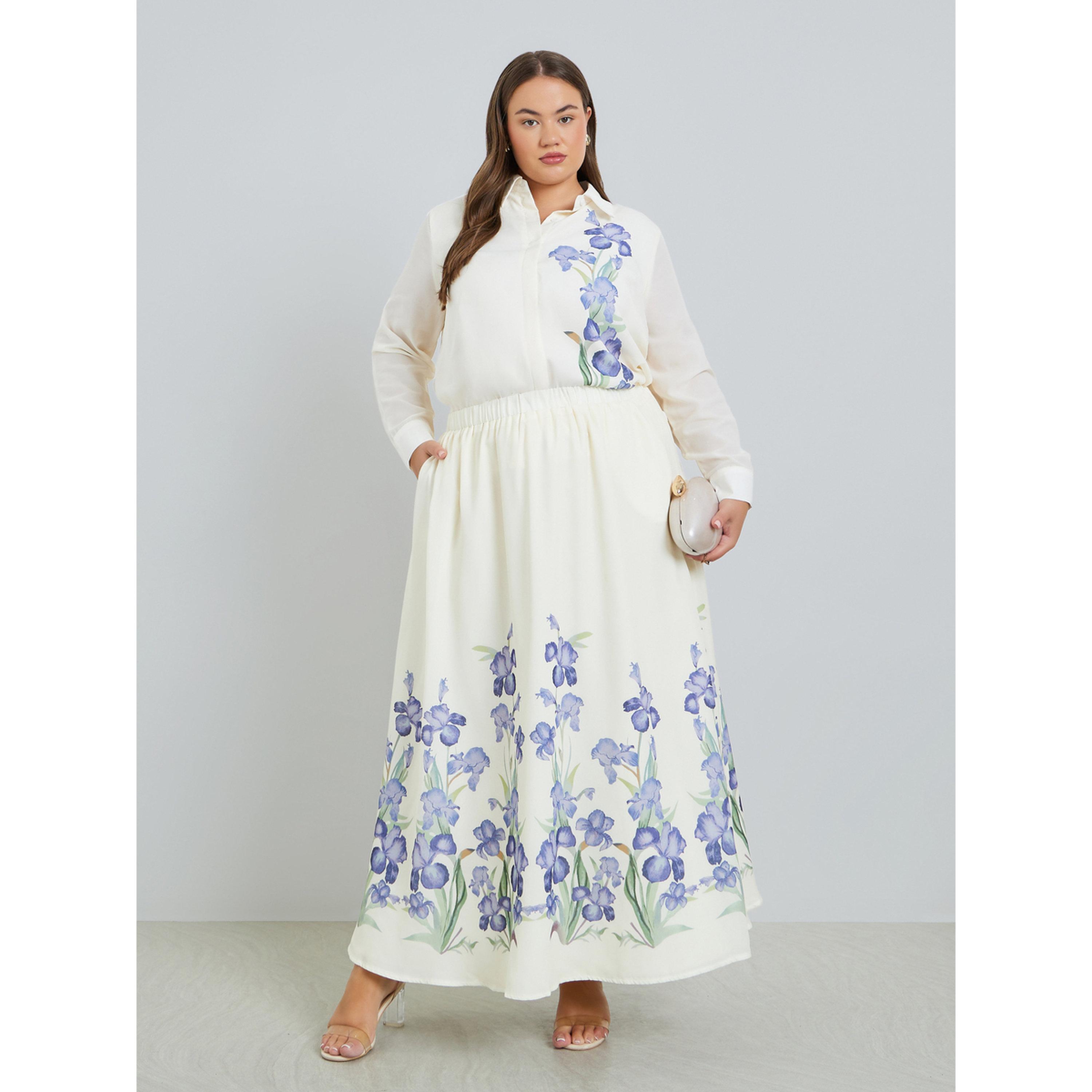 تنورة طويلة بنقشة زهور مقاس كبير-women-clothing-bottoms-skirts-image-2