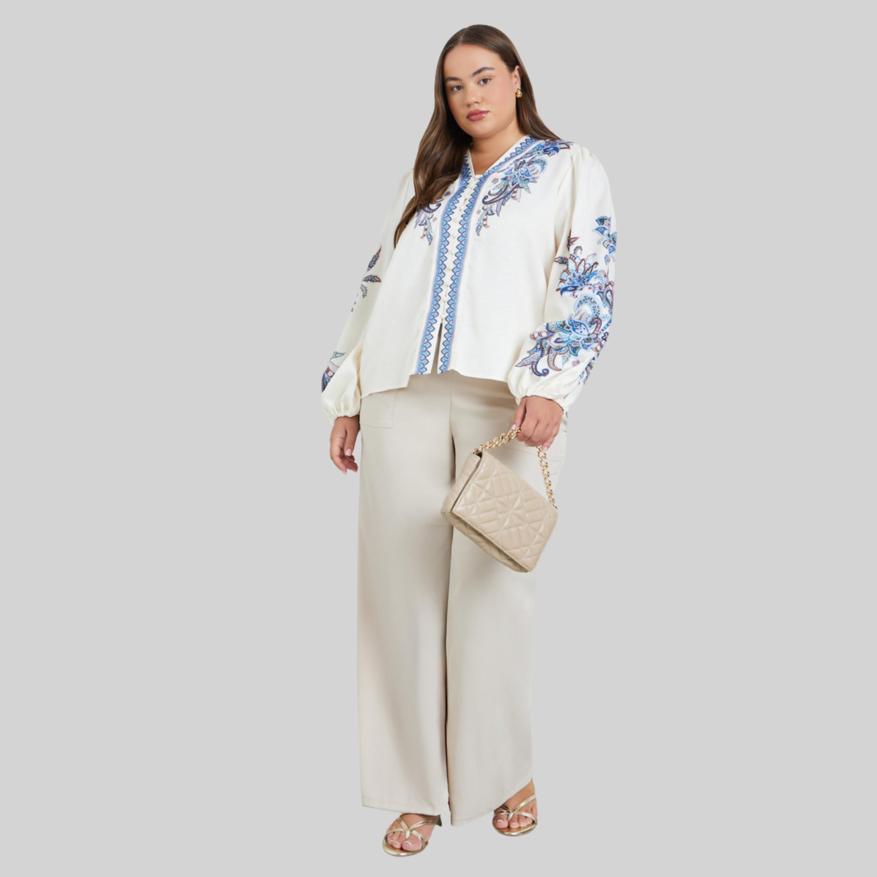 بلوزة بمقاس كبير بطبعة بيزلي-women-clothing-shirtsandblouses-blouses-image-2