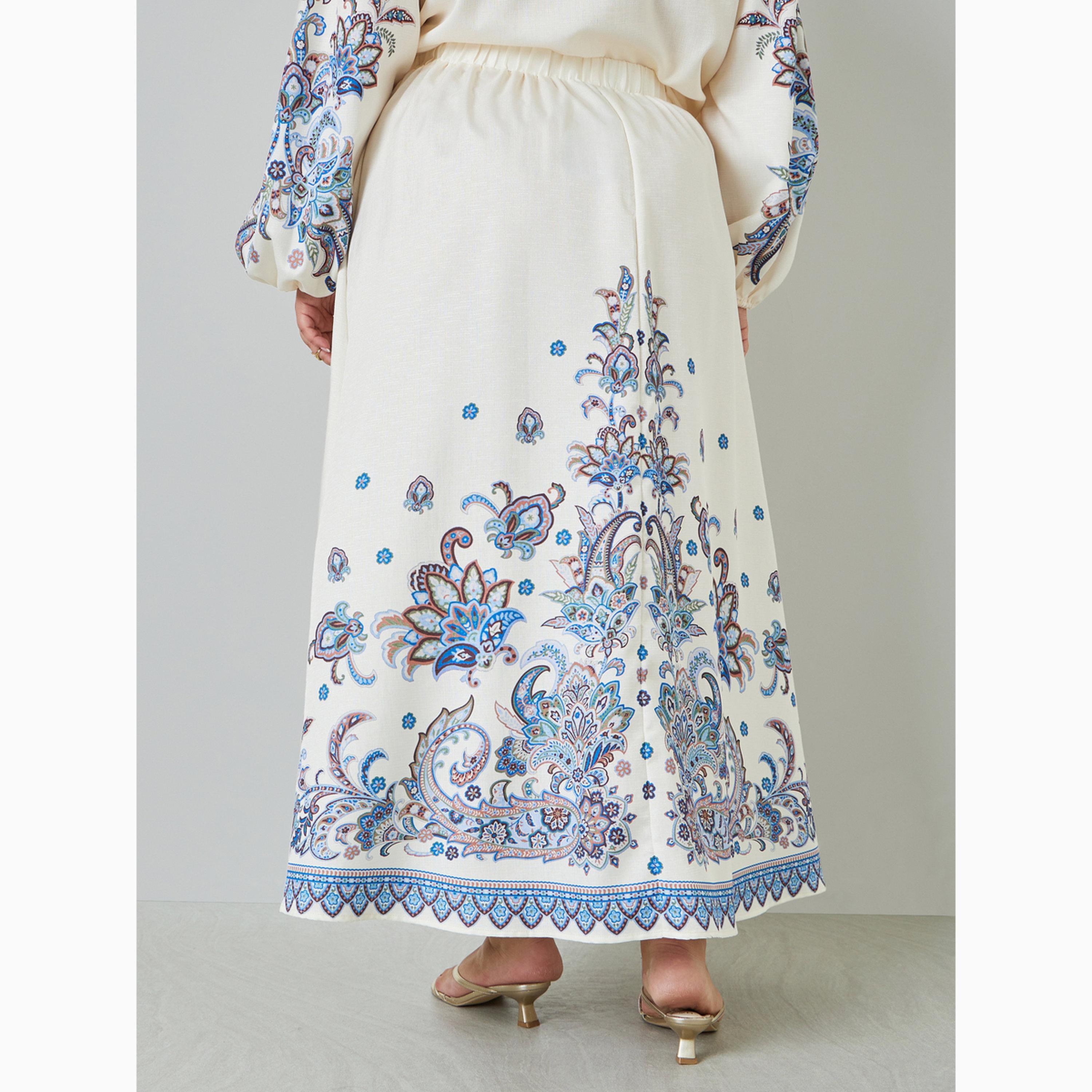 تنورة ماكسي طويلة بطبعة زهور بمقاس كبير-women-clothing-bottoms-skirts-image-4