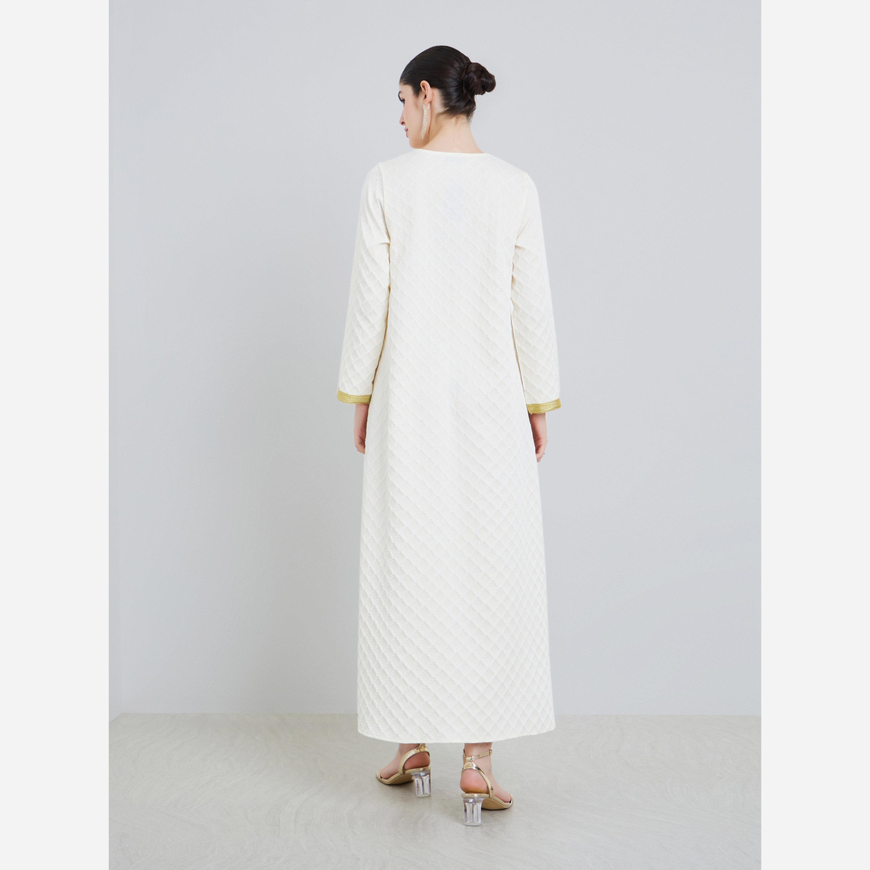 أميرة x ستايلي جلابية جاكار بتفاصيل ذهبية-women-arabicclothing-jalabiyas-image-5