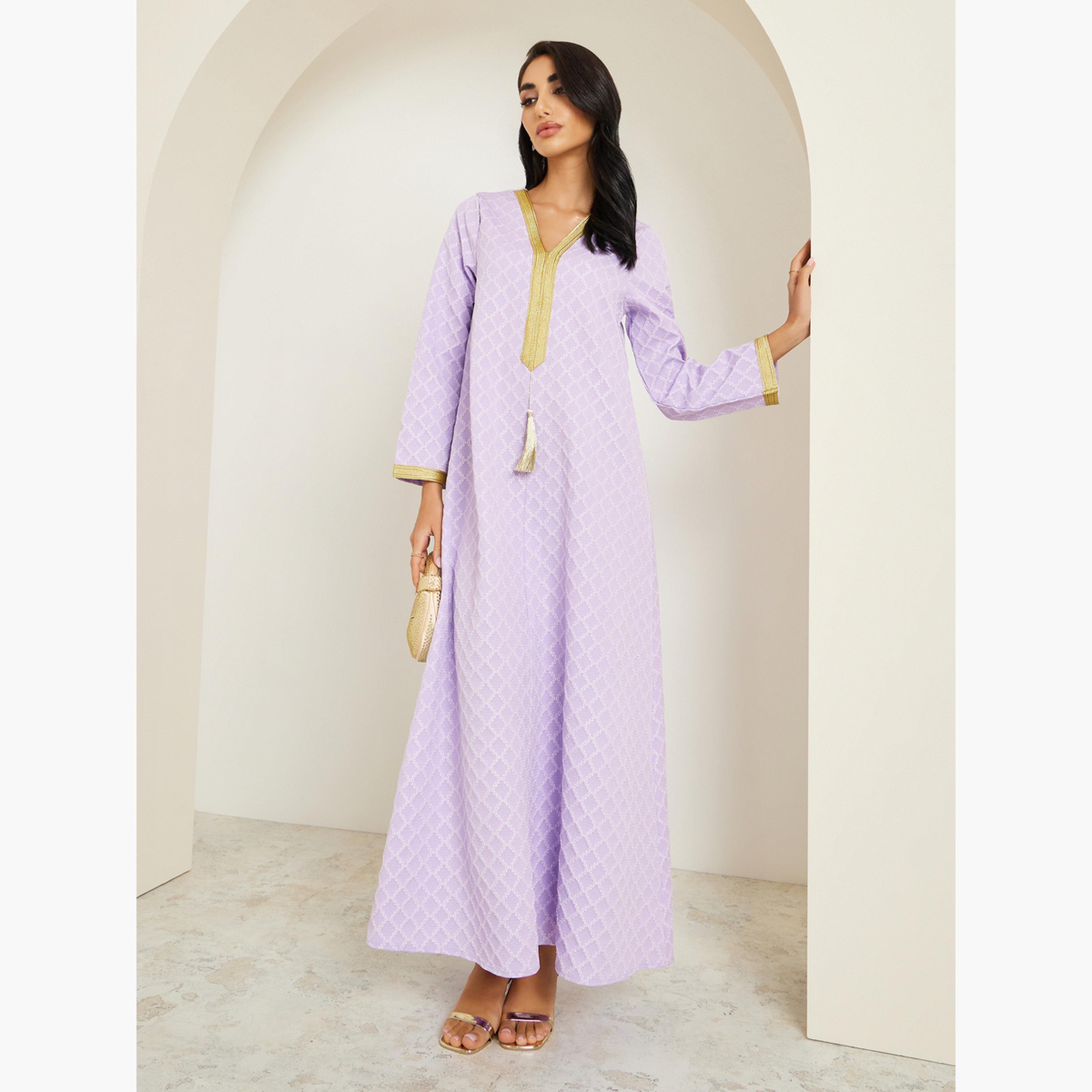 جلابية جاكار بتفاصيل ذهبية-women-arabicclothing-jalabiyas-image-3