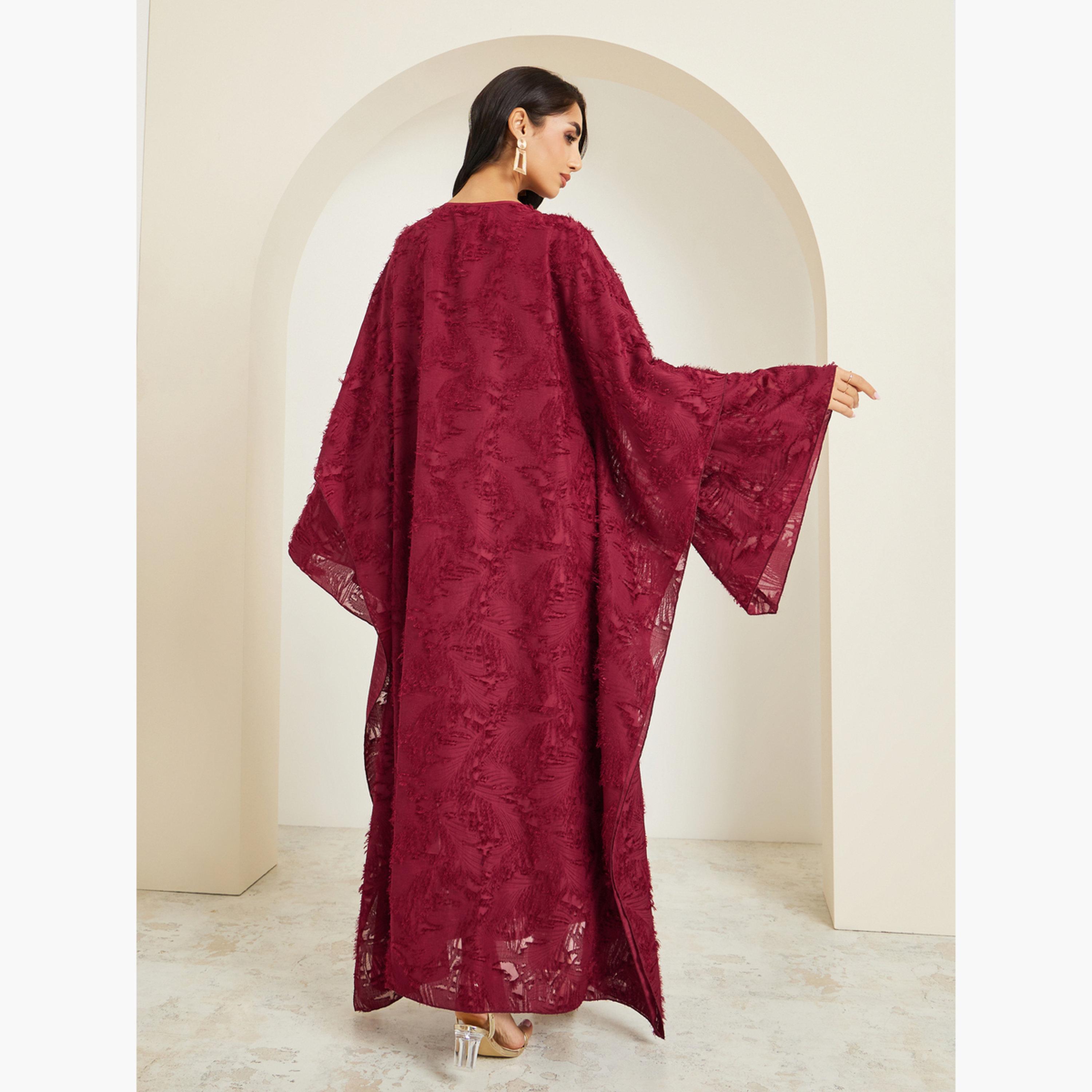 قفطان طويل بقماش بارز-women-arabicclothing-kaftan-image-5
