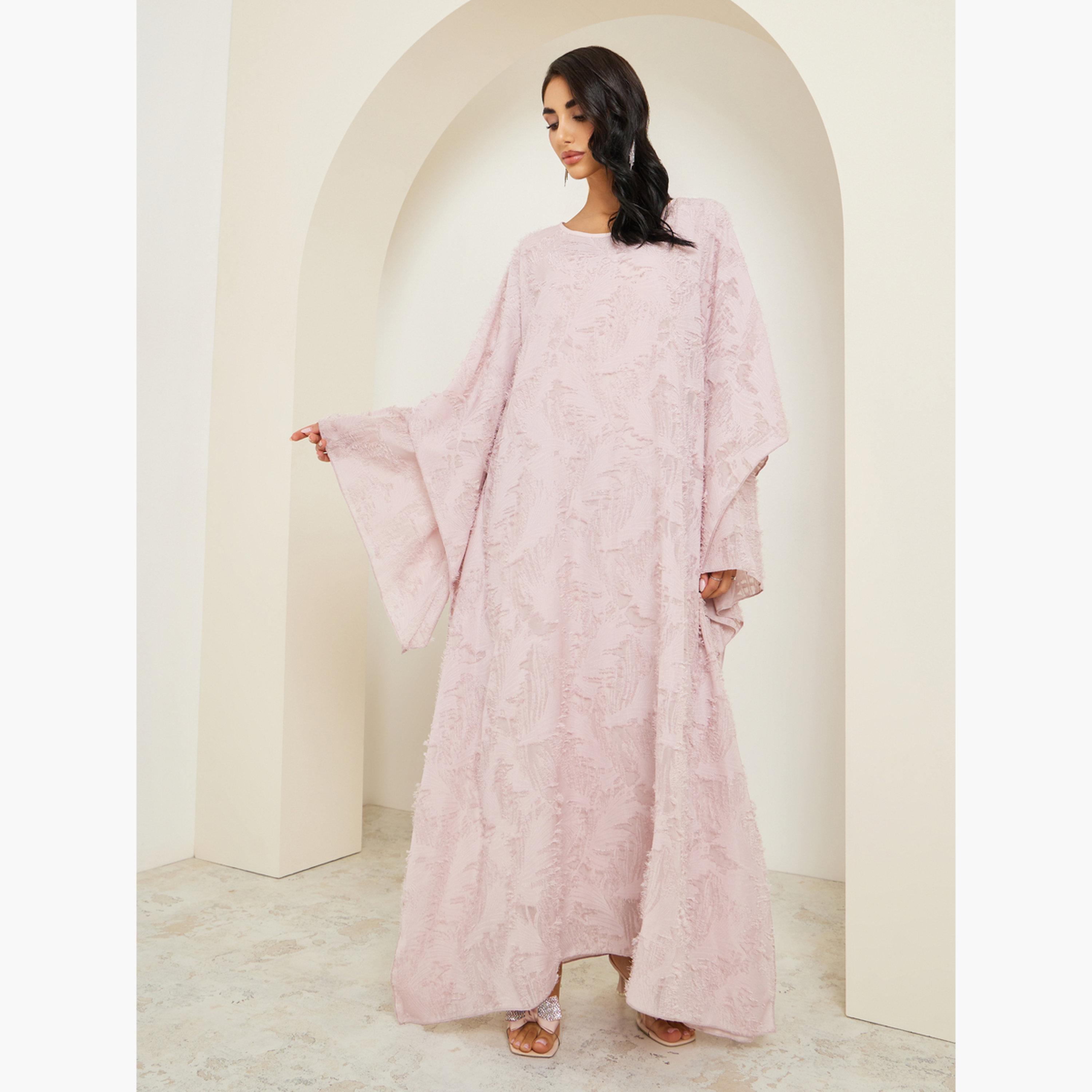 Styli Women Lilac Textured Maxi Kaftan-women-arabicclothing-kaftan-image-3