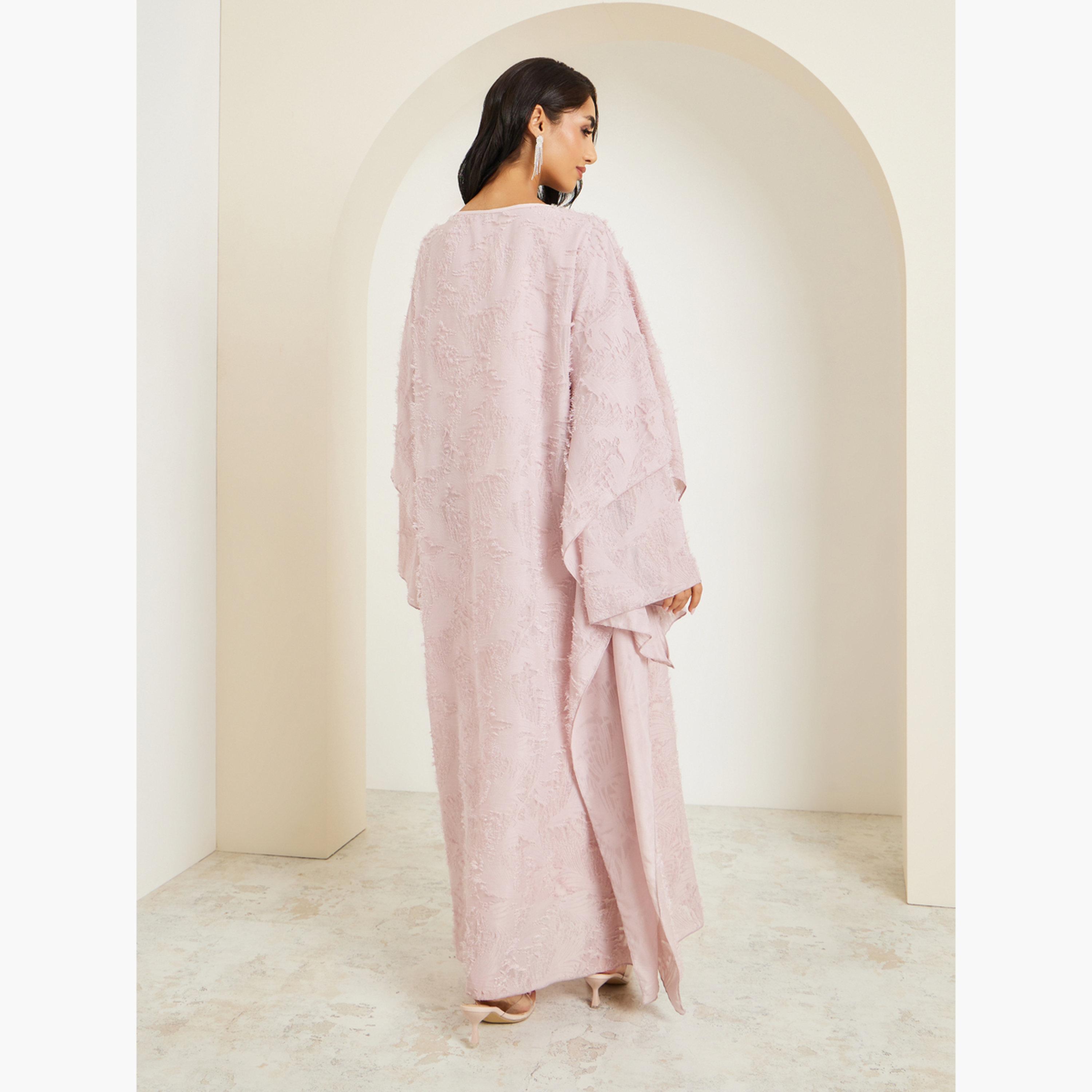 Styli Women Lilac Textured Maxi Kaftan-women-arabicclothing-kaftan-image-5