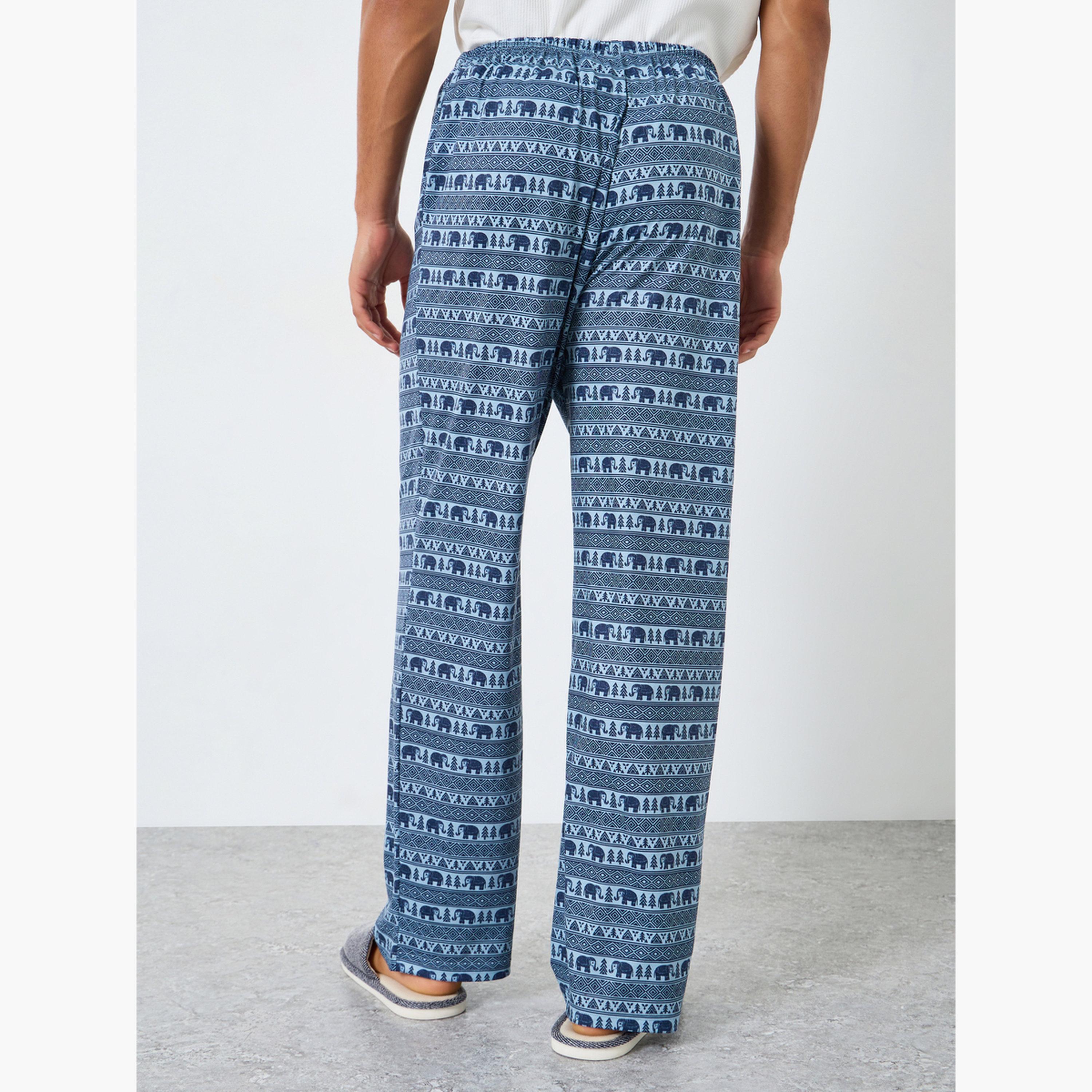 بنطال بيجاما مطبع بالكامل مع قصة مريحة-men-clothing-nightwear-pyjamaandshorts-image-4