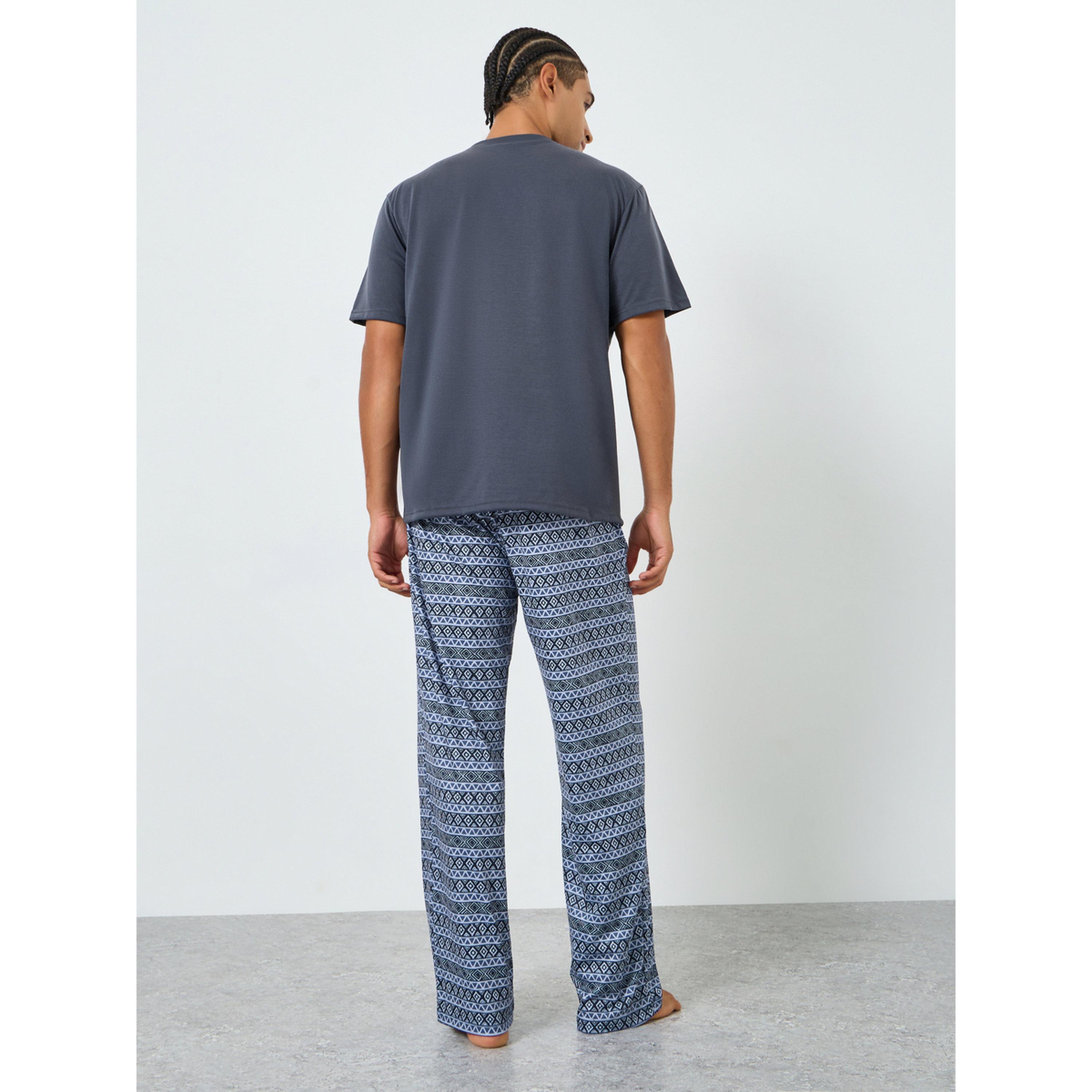 Styli Men Printed Pocket Short Sleeve T-Shirt and Pyjama Set-men-clothing-nightwear-sets-image-4