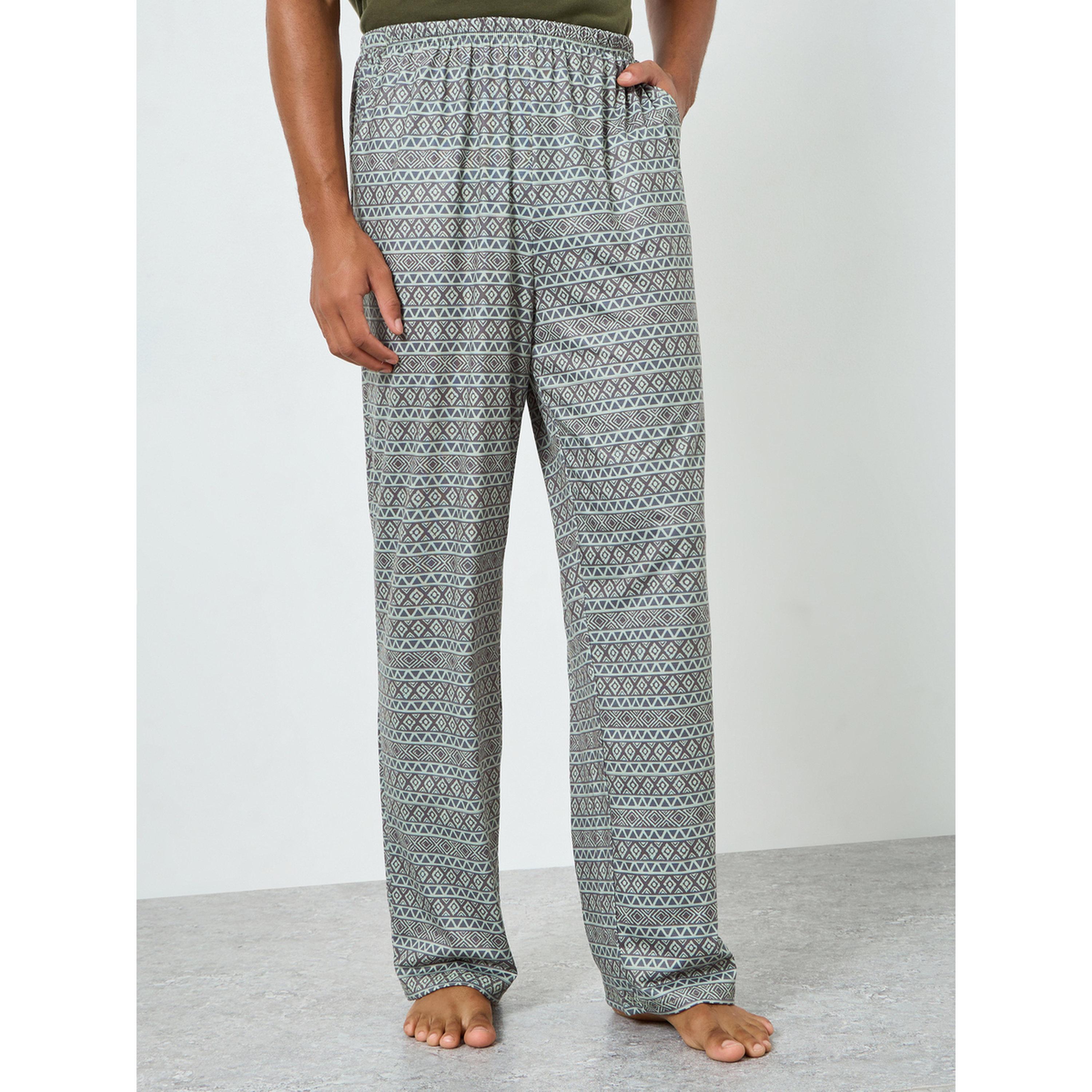 Styli Men Olive Printed Pocket T-Shirt and Pyjama Set-men-clothing-nightwear-sets-image-4