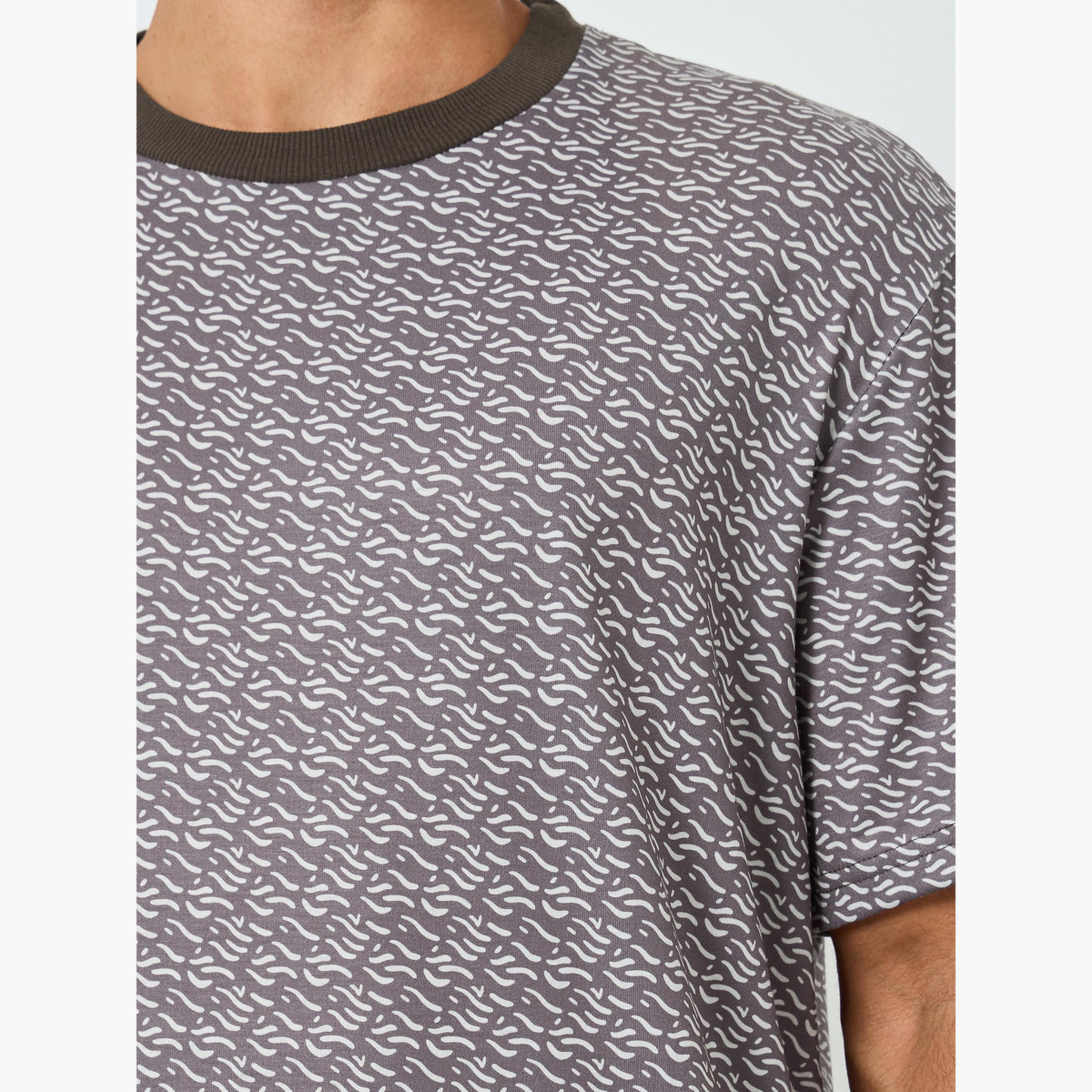 Styli Men Printed Short Sleeve T-Shirt and Pyjama Set-men-clothing-nightwear-sets-image-3