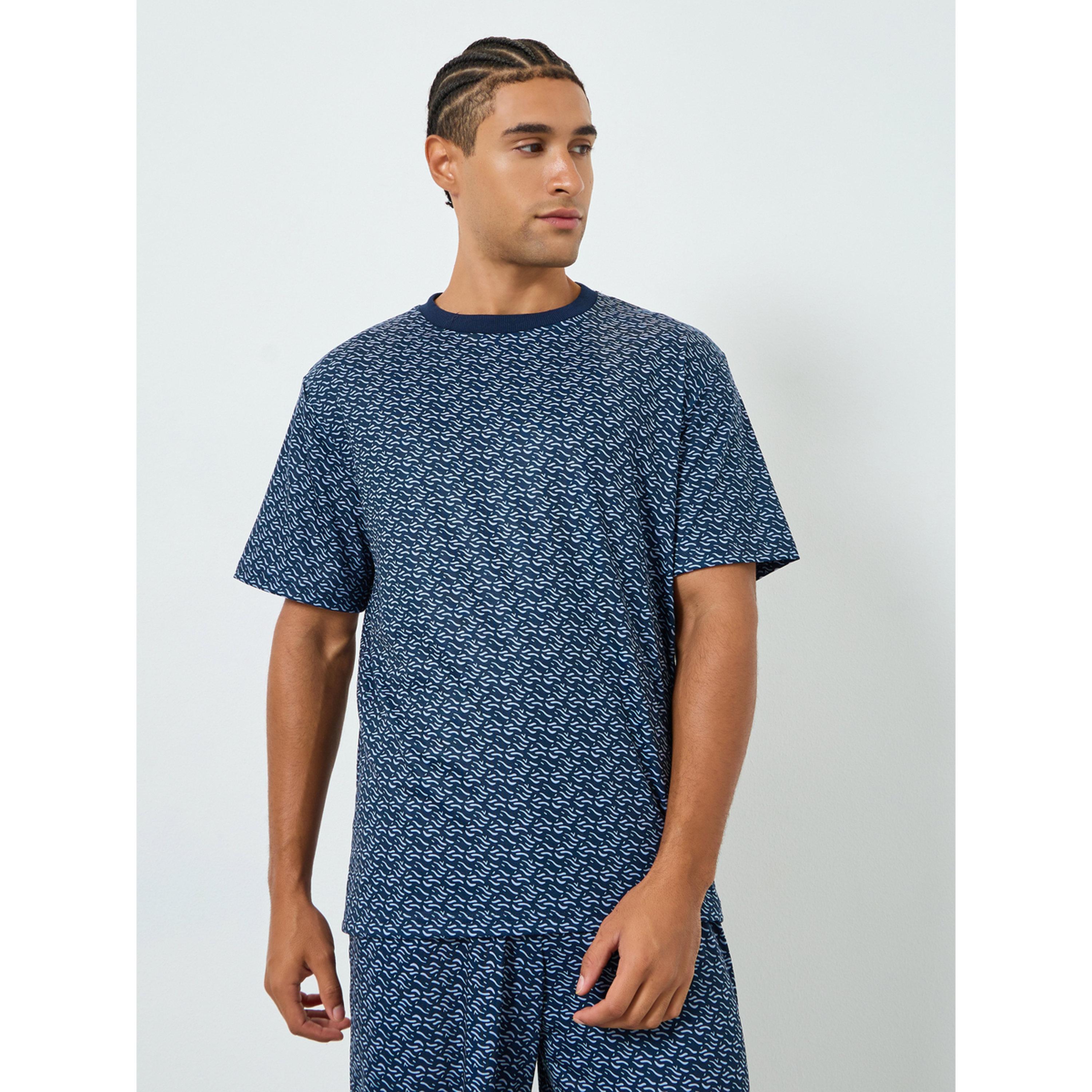 Styli Men Printed Short Sleeve T-Shirt and Pyjama Set-men-clothing-nightwear-sets-image-2