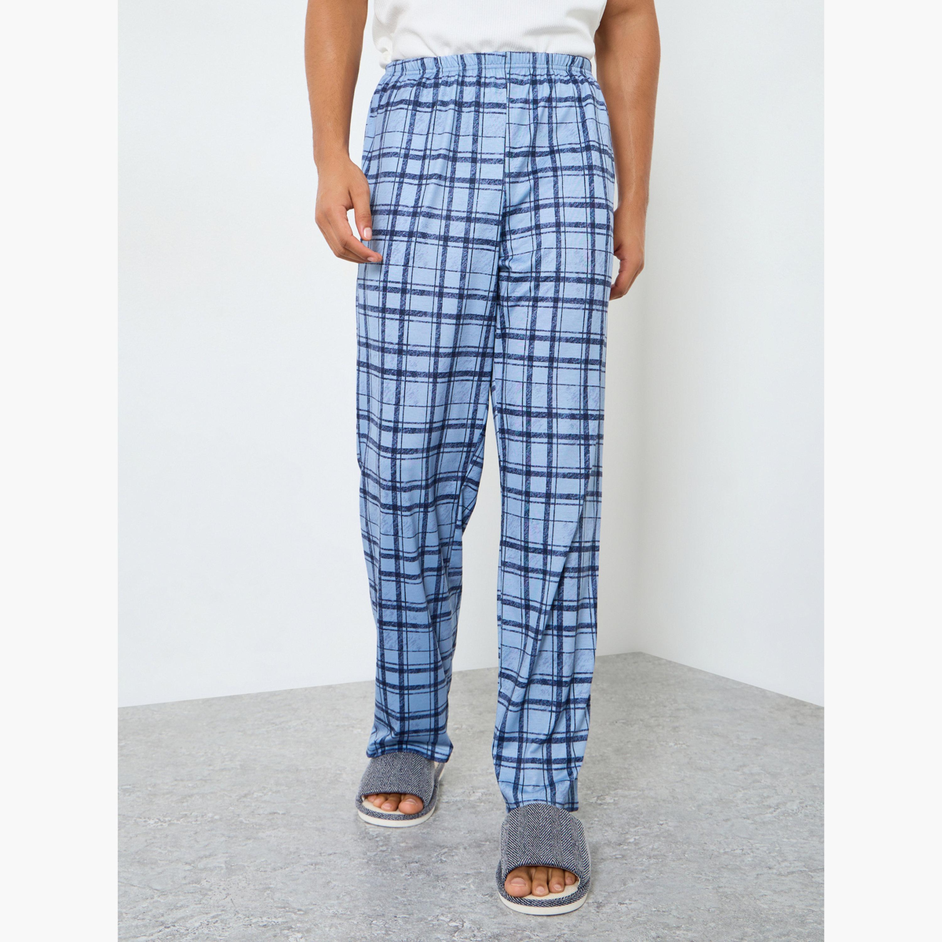 بنطال بيجاما بطبعة كاروهات وقصة مريحة-men-clothing-nightwear-pyjamaandshorts-image-1