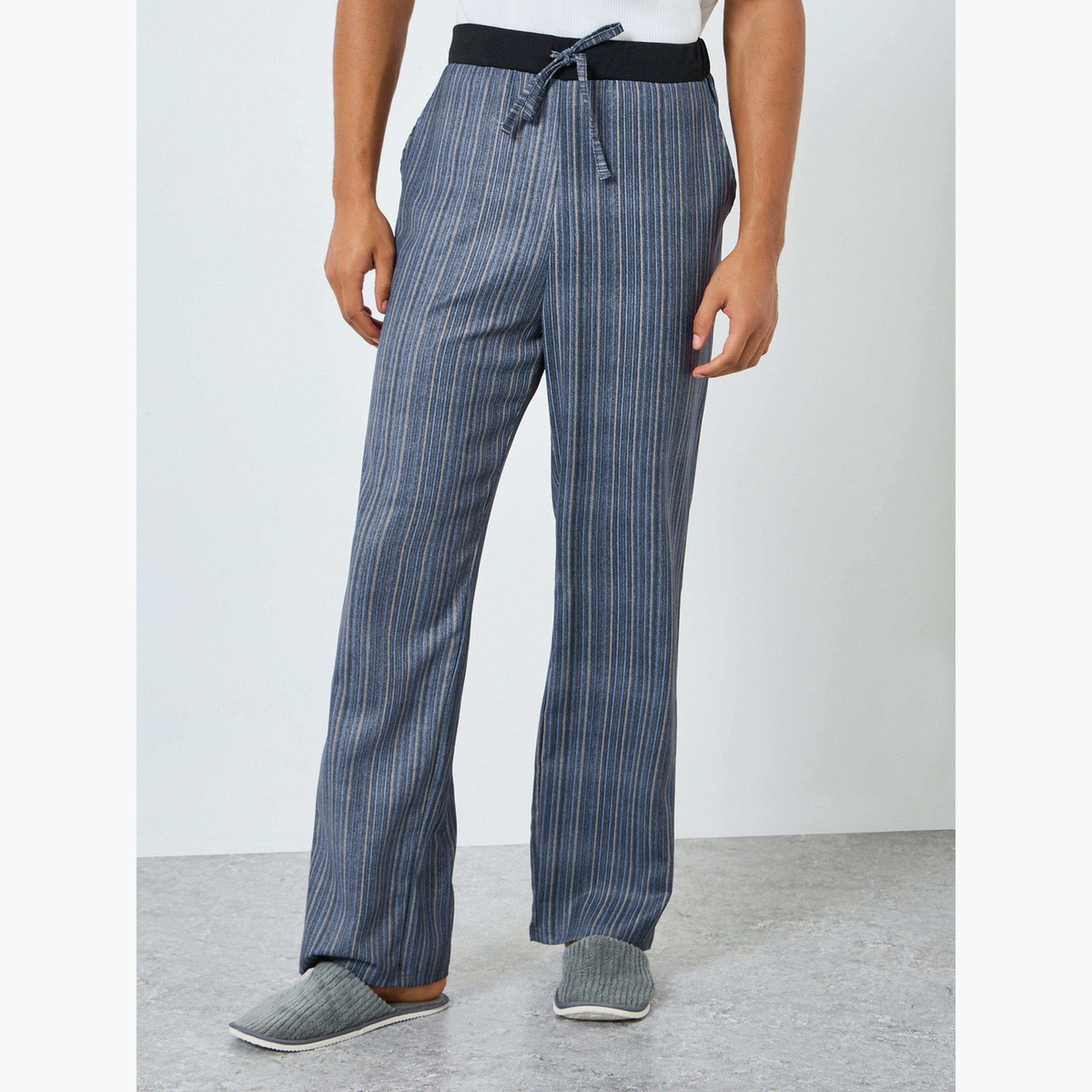 بنطال بيجاما مخطط بخصر مُتباين-men-clothing-nightwear-pyjamaandshorts-image-1