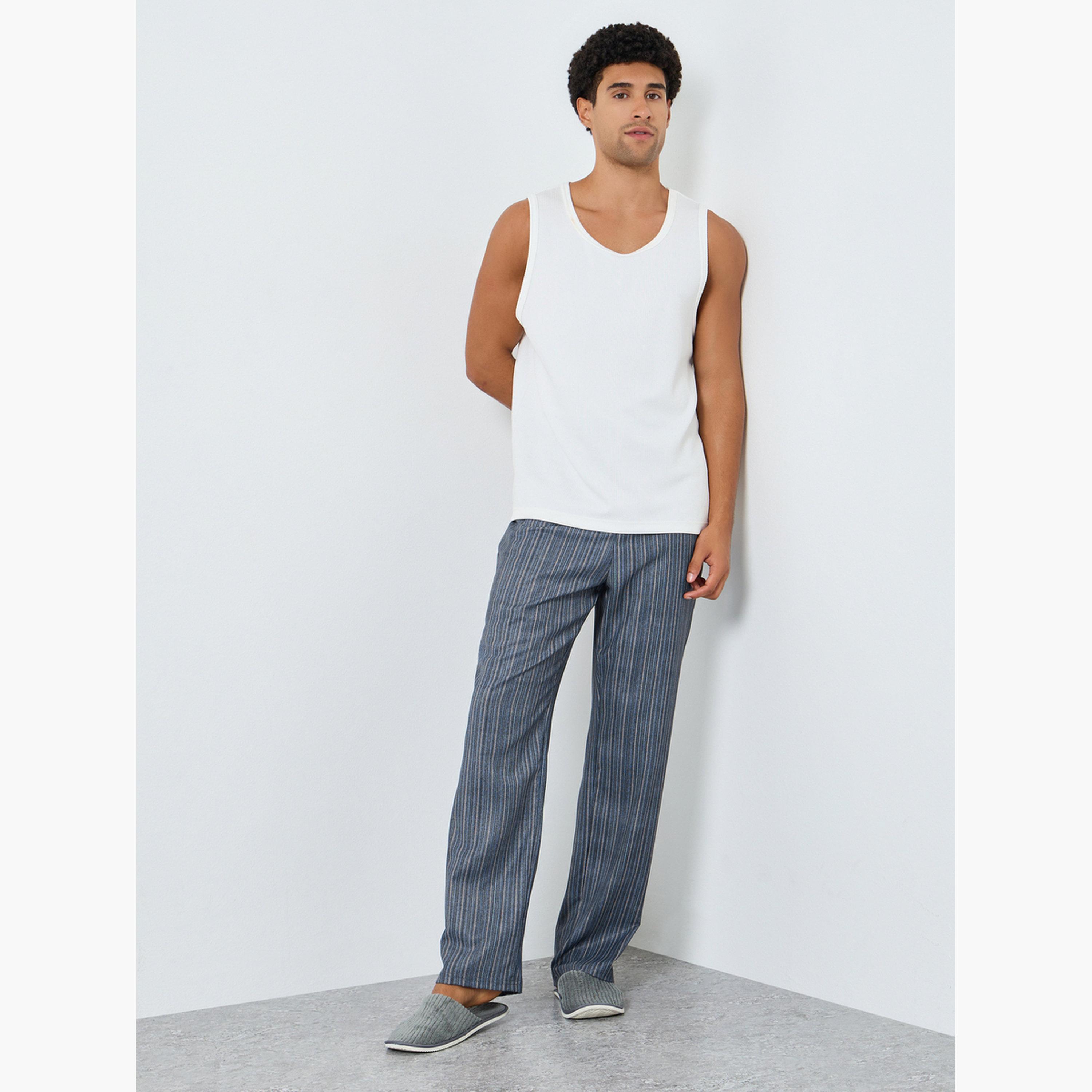 بنطال بيجاما مخطط بخصر مُتباين-men-clothing-nightwear-pyjamaandshorts-image-2