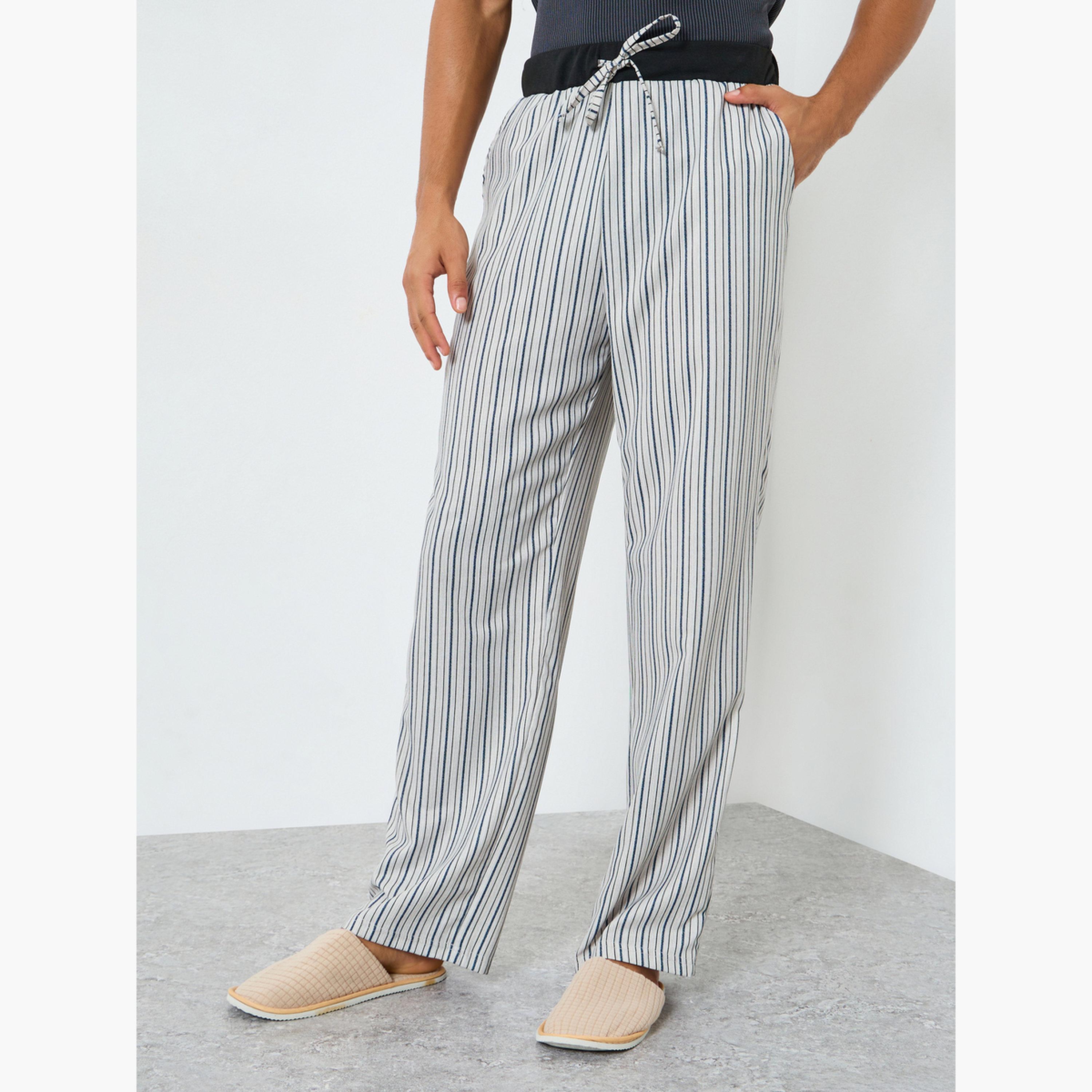 Styli Men Contrast Waistband Striped Pyjama-men-clothing-nightwear-pyjamaandshorts-image-1