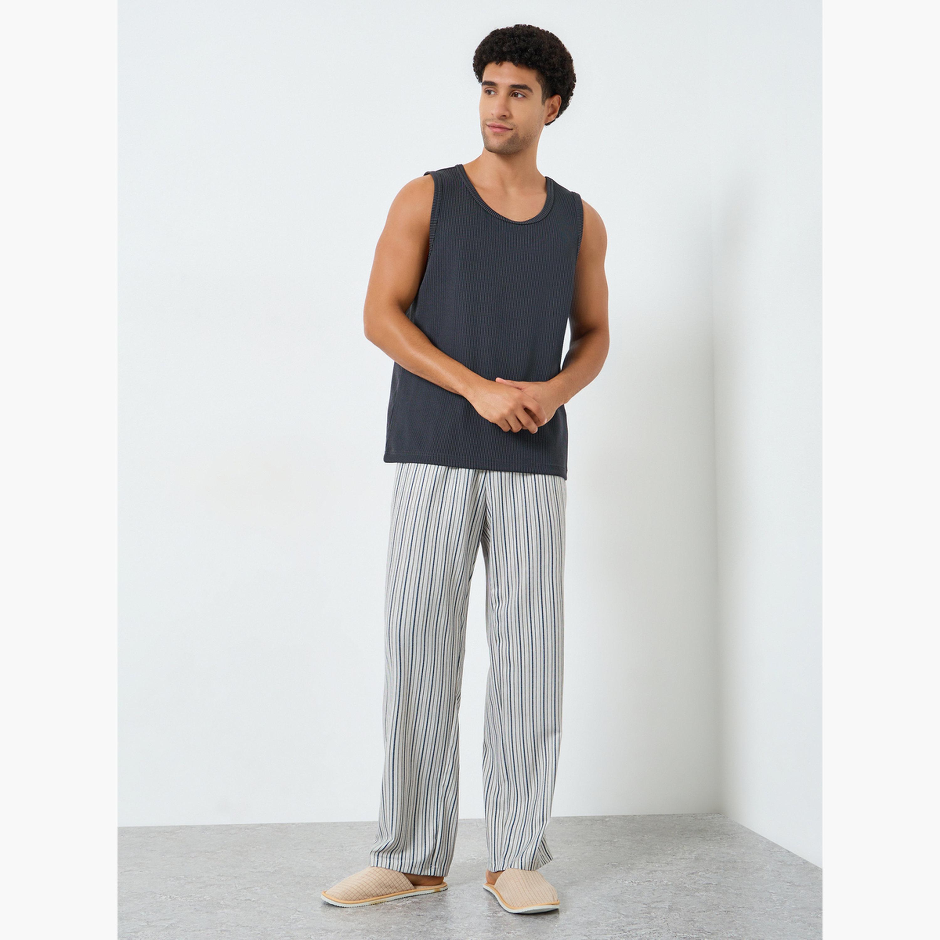 Styli Men Contrast Waistband Striped Pyjama-men-clothing-nightwear-pyjamaandshorts-image-2