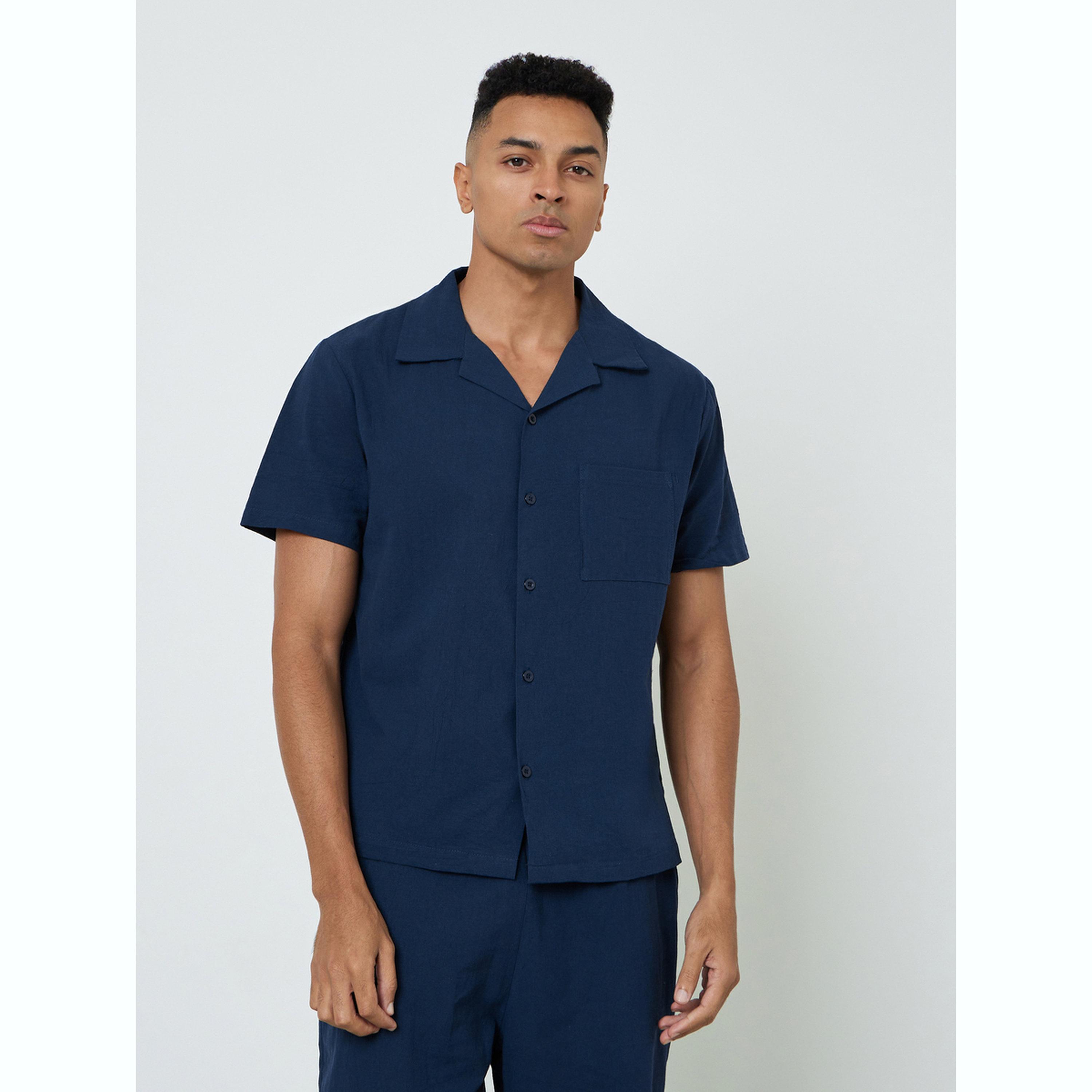 Styli Men Solid Pocket Detail Shirt and Pyjama Set-men-clothing-nightwear-sets-image-3
