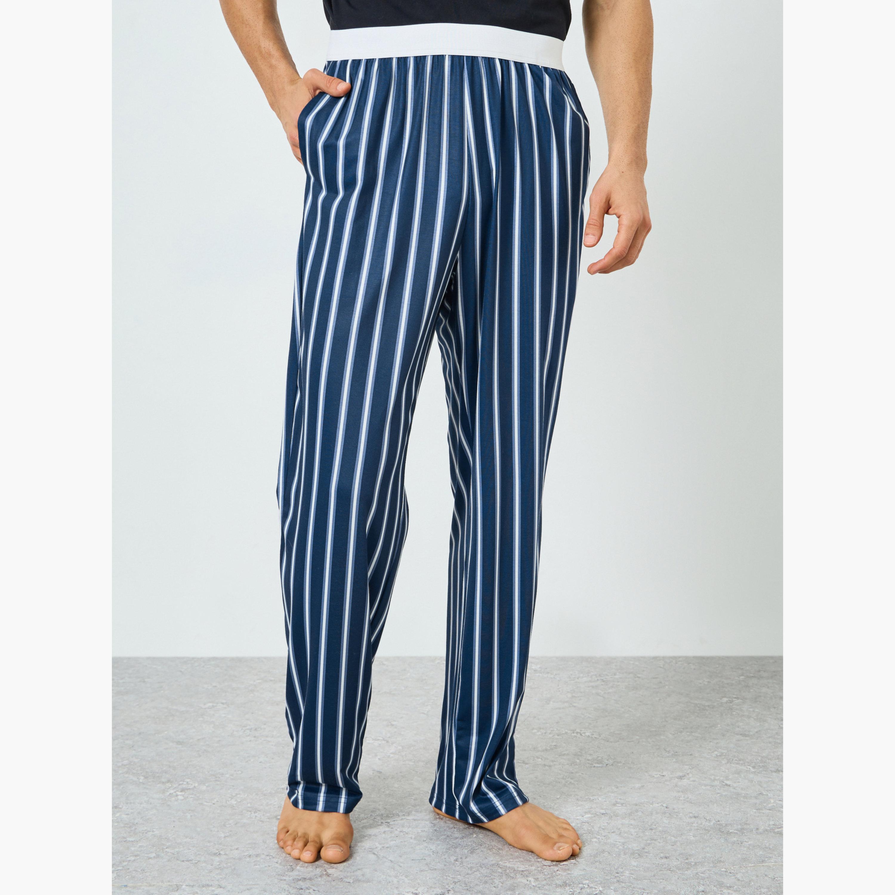 بنطال بيجاما رجالي أزرق مخطط-men-clothing-nightwear-pyjamaandshorts-image-1
