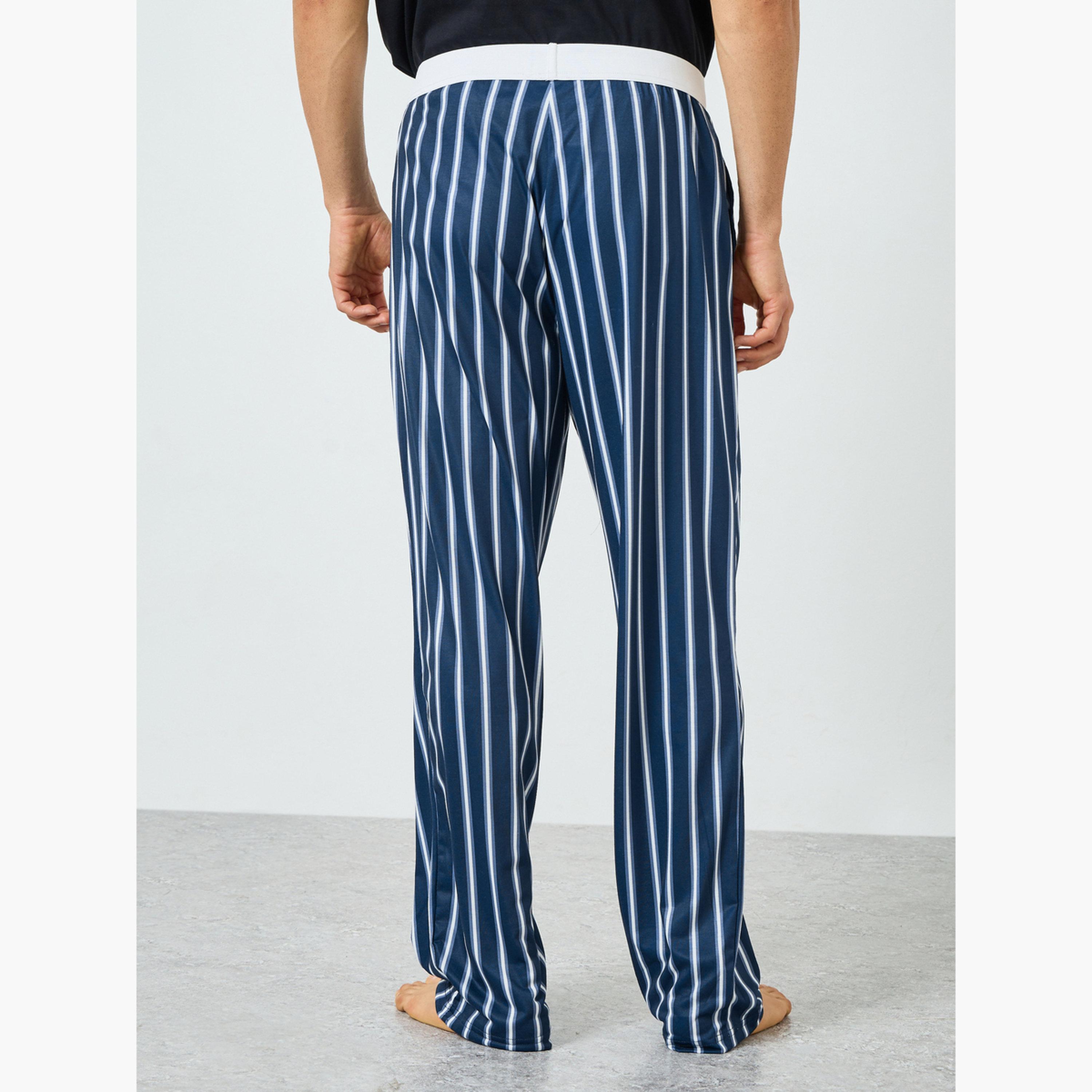 Styli Men Blue Striped Pyjama Pants-men-clothing-nightwear-pyjamaandshorts-image-3