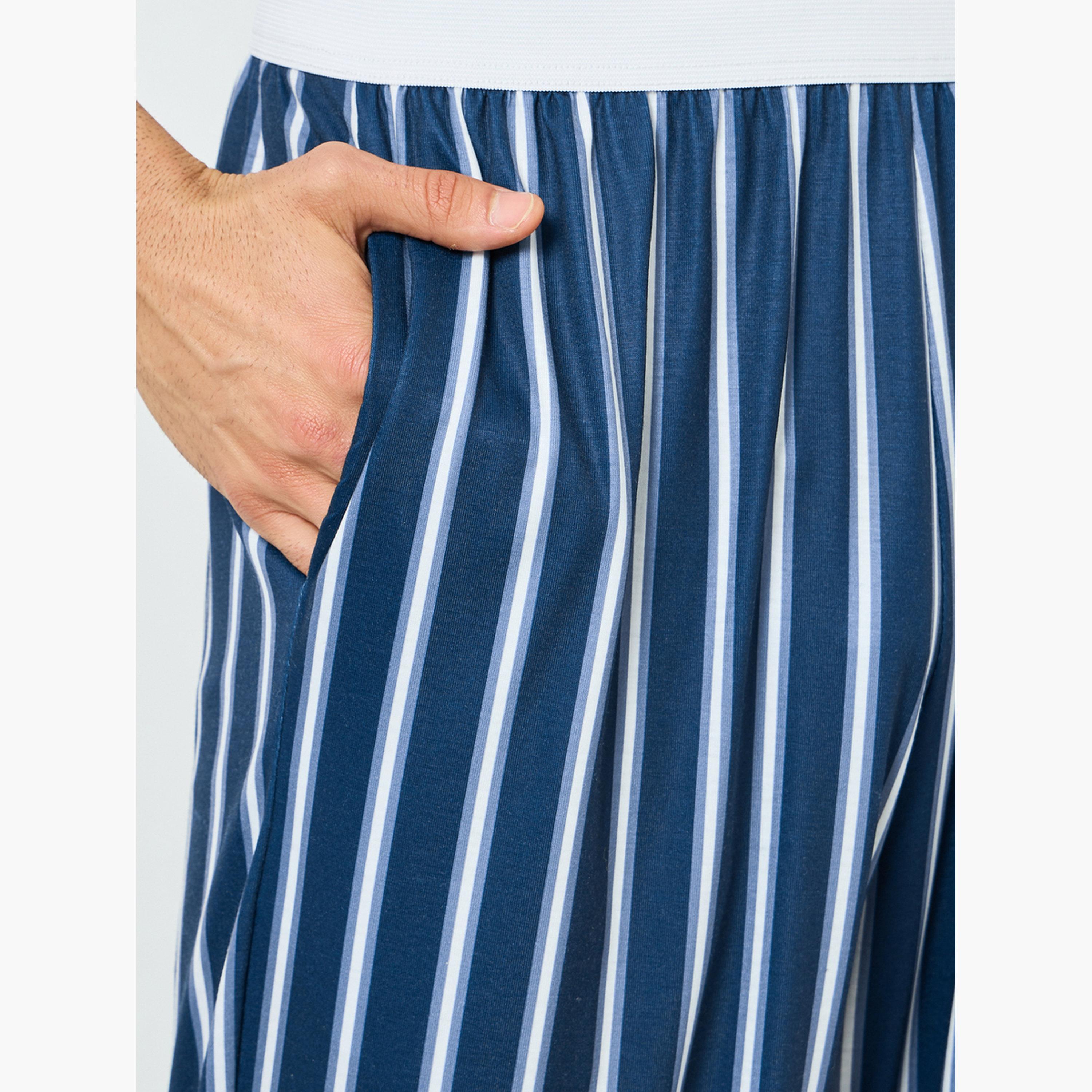 Styli Men Blue Striped Pyjama Pants-men-clothing-nightwear-pyjamaandshorts-image-4