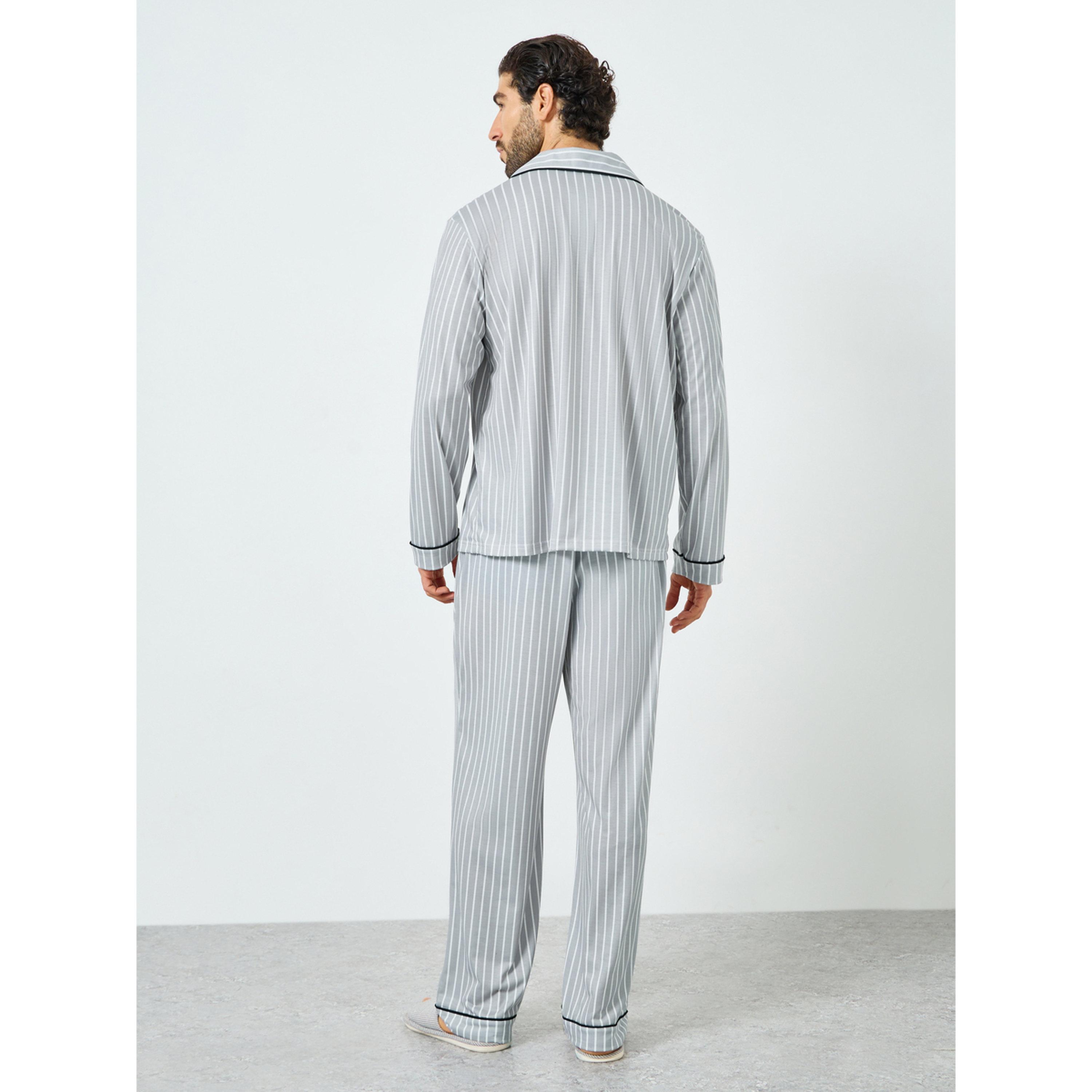 Styli Men Striped Shirt and Pyjama Set-men-clothing-nightwear-sets-image-5