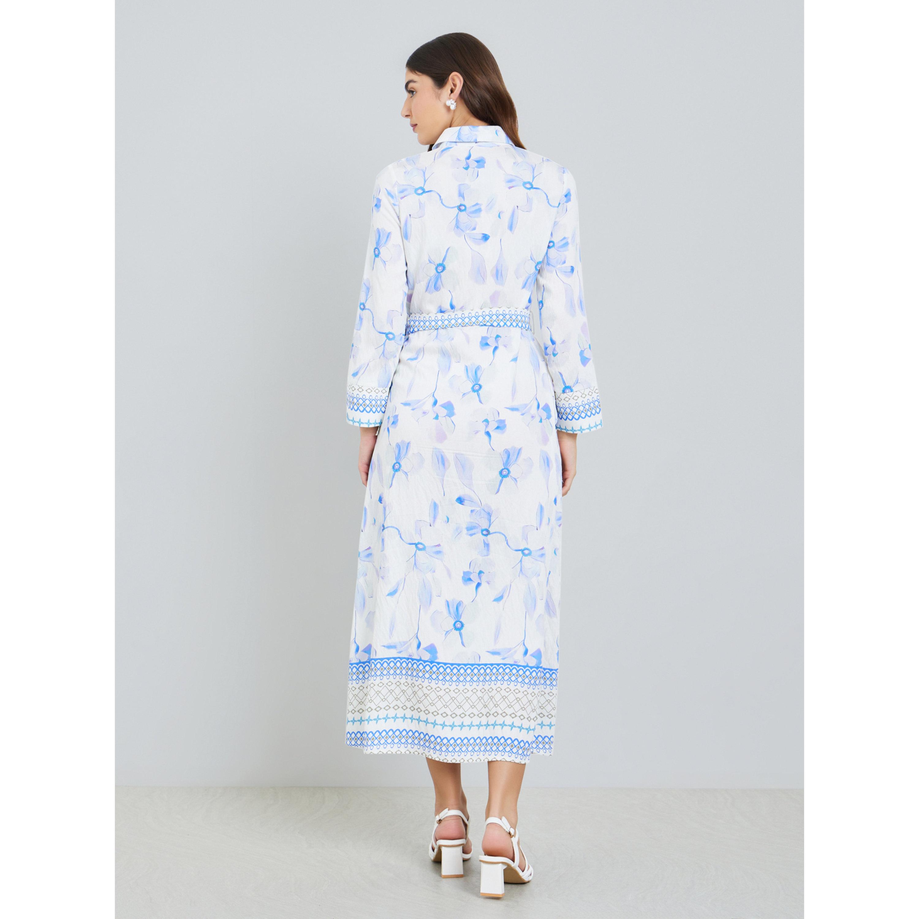 فستان طويل بياقة وطبعة زهور-women-clothing-dresses-image-4