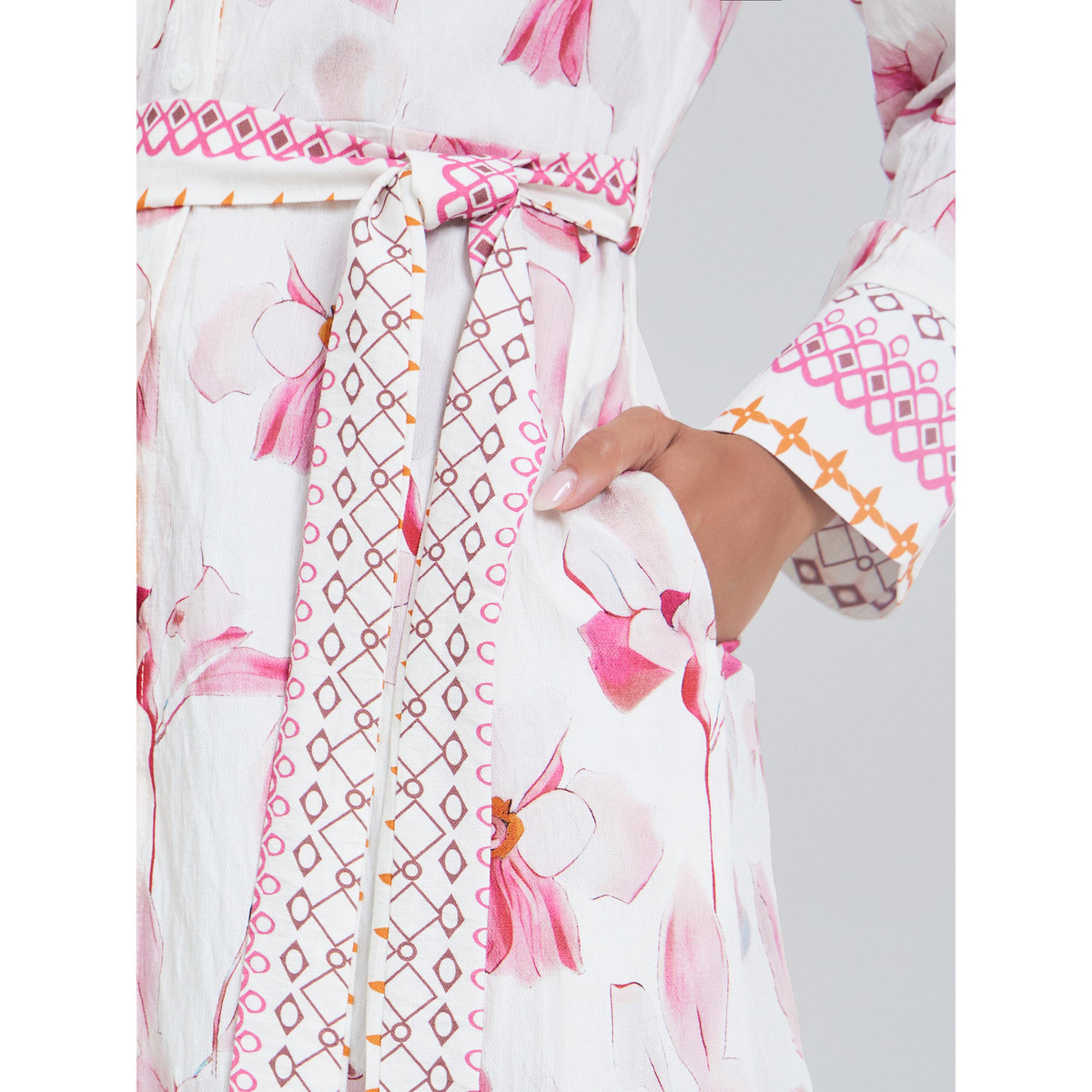 Styli Women Pink Floral Print Collared A-Line Maxi Dress-women-clothing-dresses-image-5