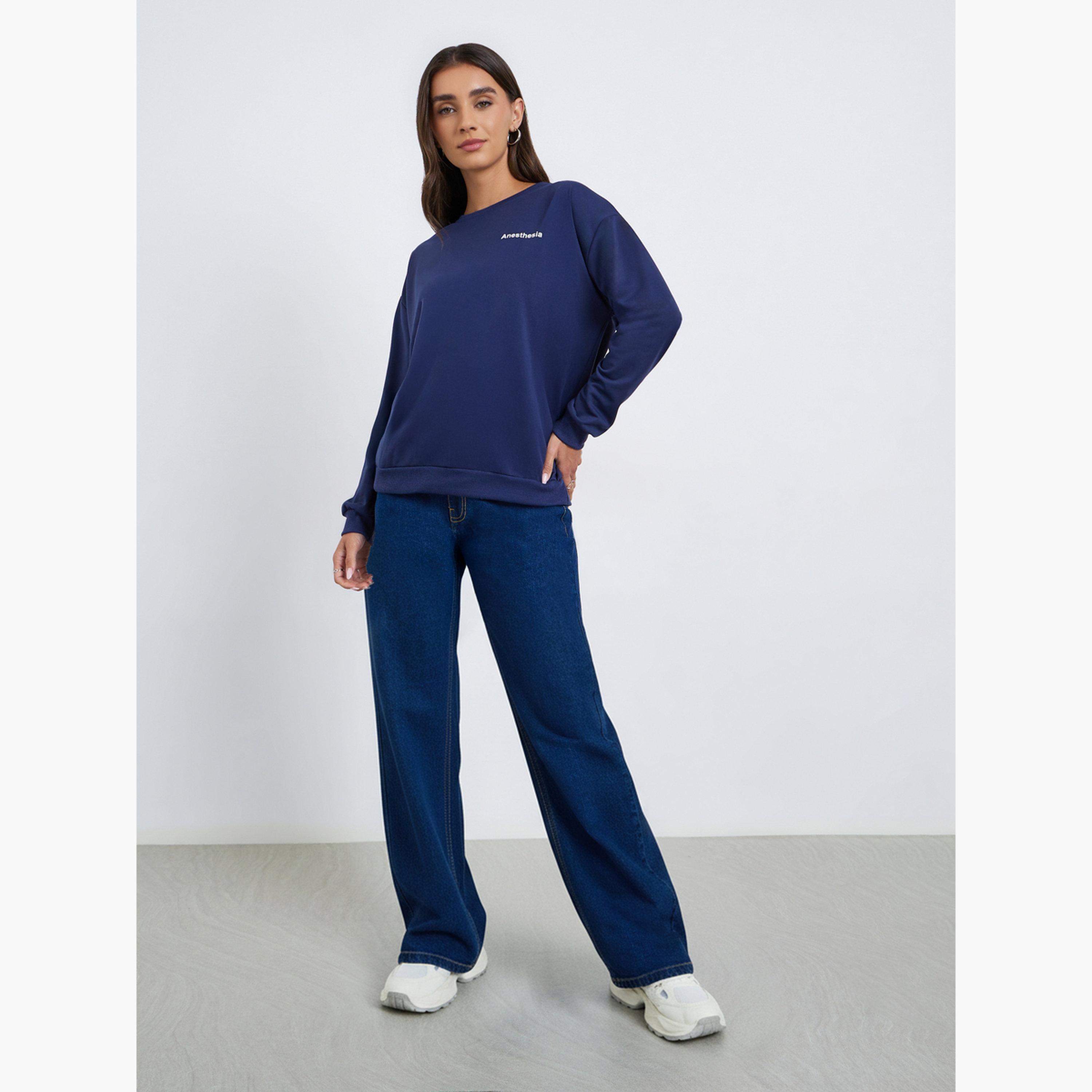 Styli Women Slogan Crew Neck Long Sleeve T-Shirt-women-clothing-tshirts-image-2