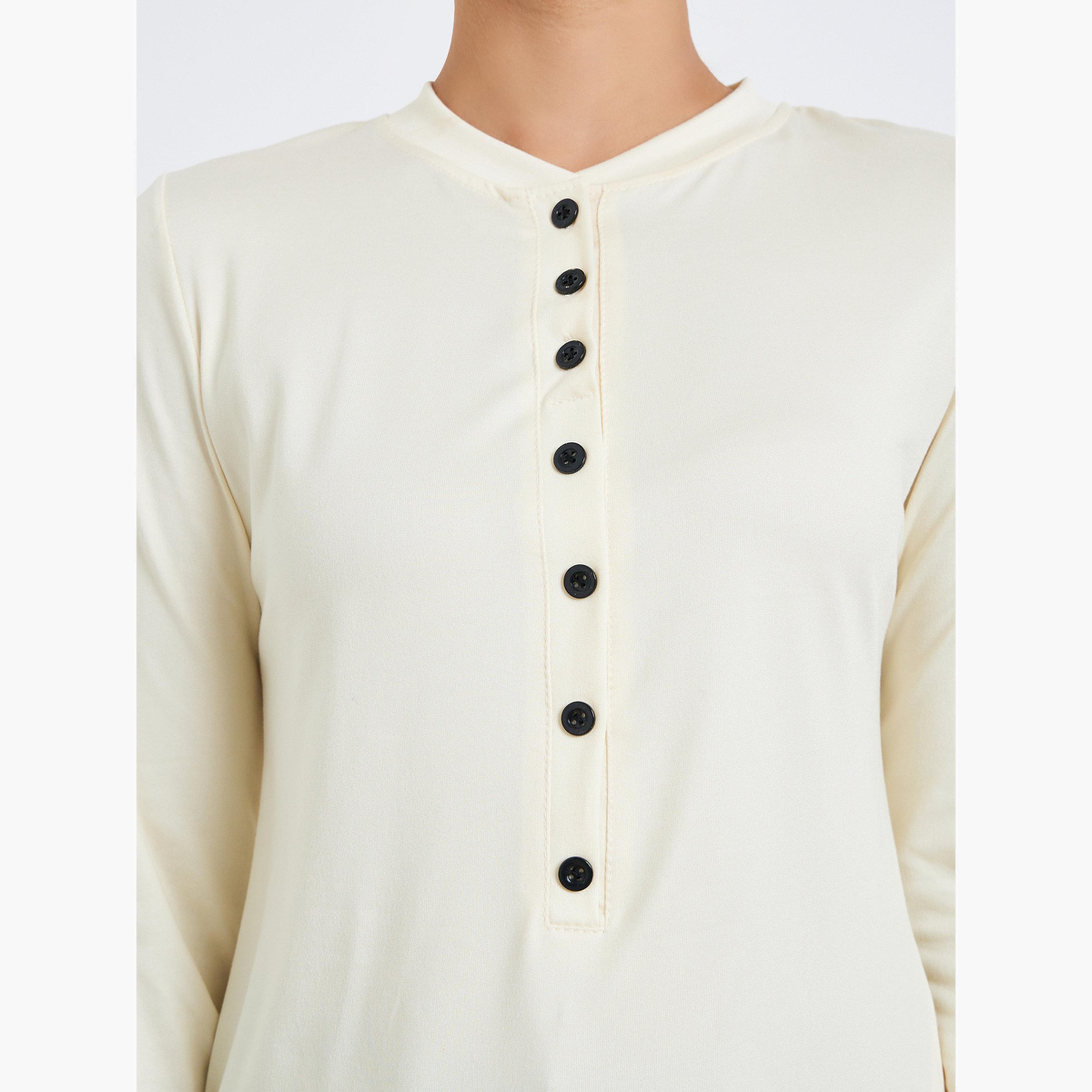 تيشيرت بأكمام طويلة بأزرار أمامية-women-clothing-shirtsandblouses-blouses-image-4