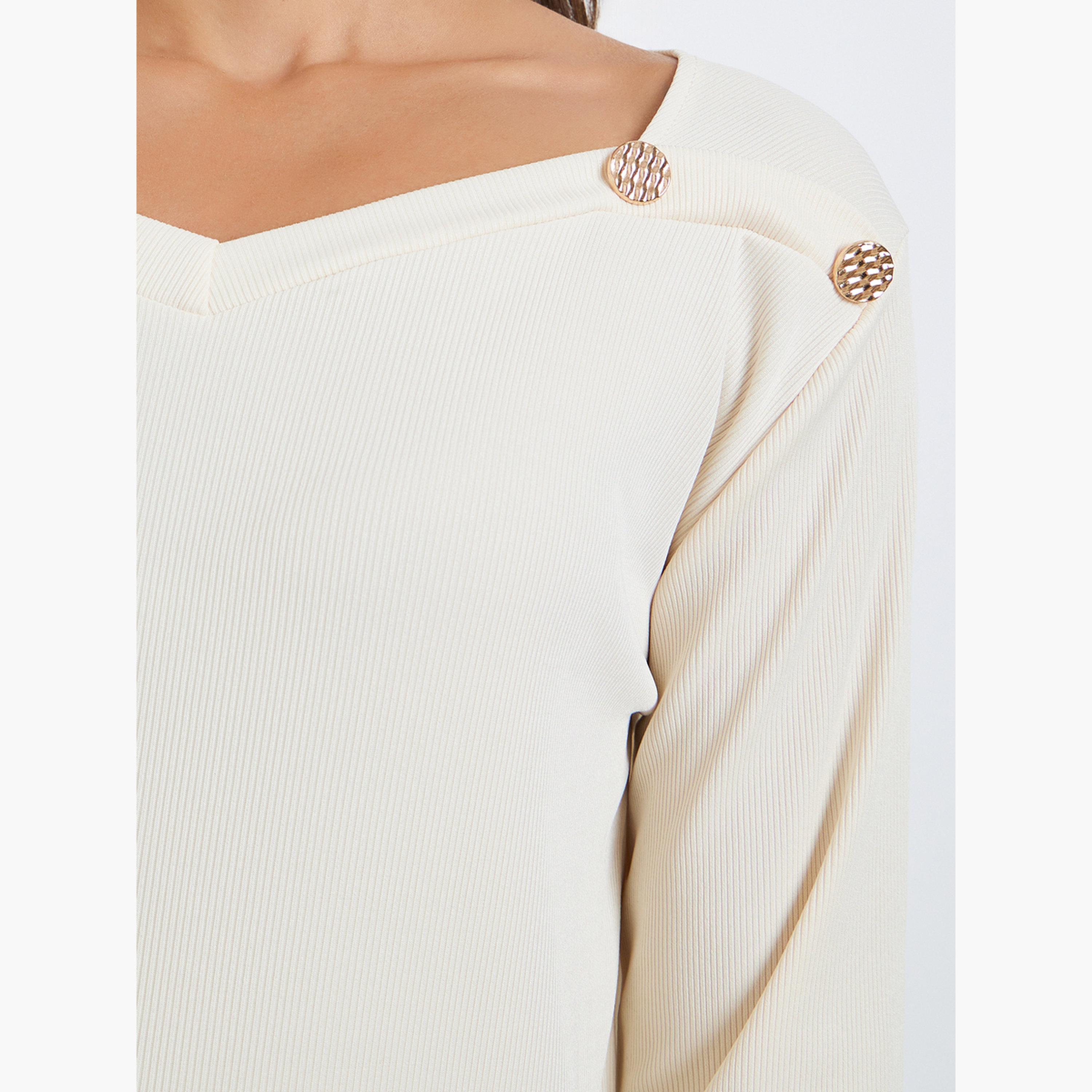 Styli Women Long Sleeve T-Shirt with Button Detail-women-clothing-shirtsandblouses-blouses-image-3
