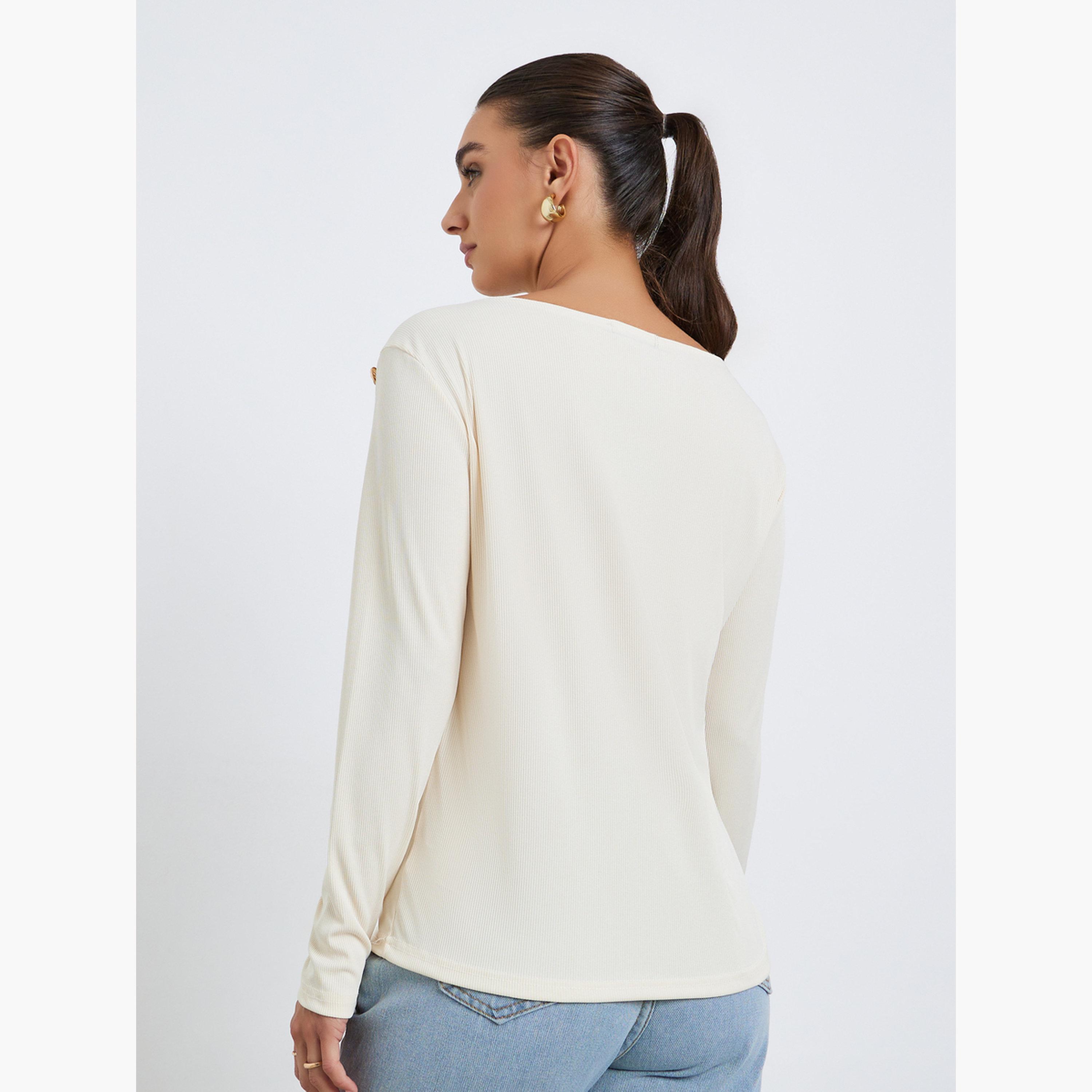 تيشيرت بأكمام طويلة بتفاصيل أزرار-women-clothing-shirtsandblouses-blouses-image-4