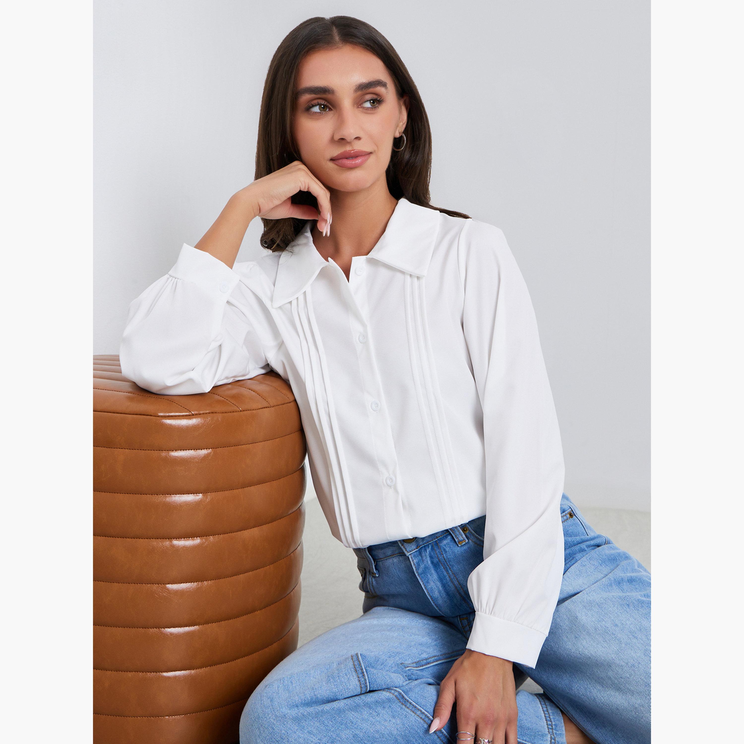 Styli Women Pintuck Detail Casual Shirt-women-clothing-shirtsandblouses-shirts-image-3