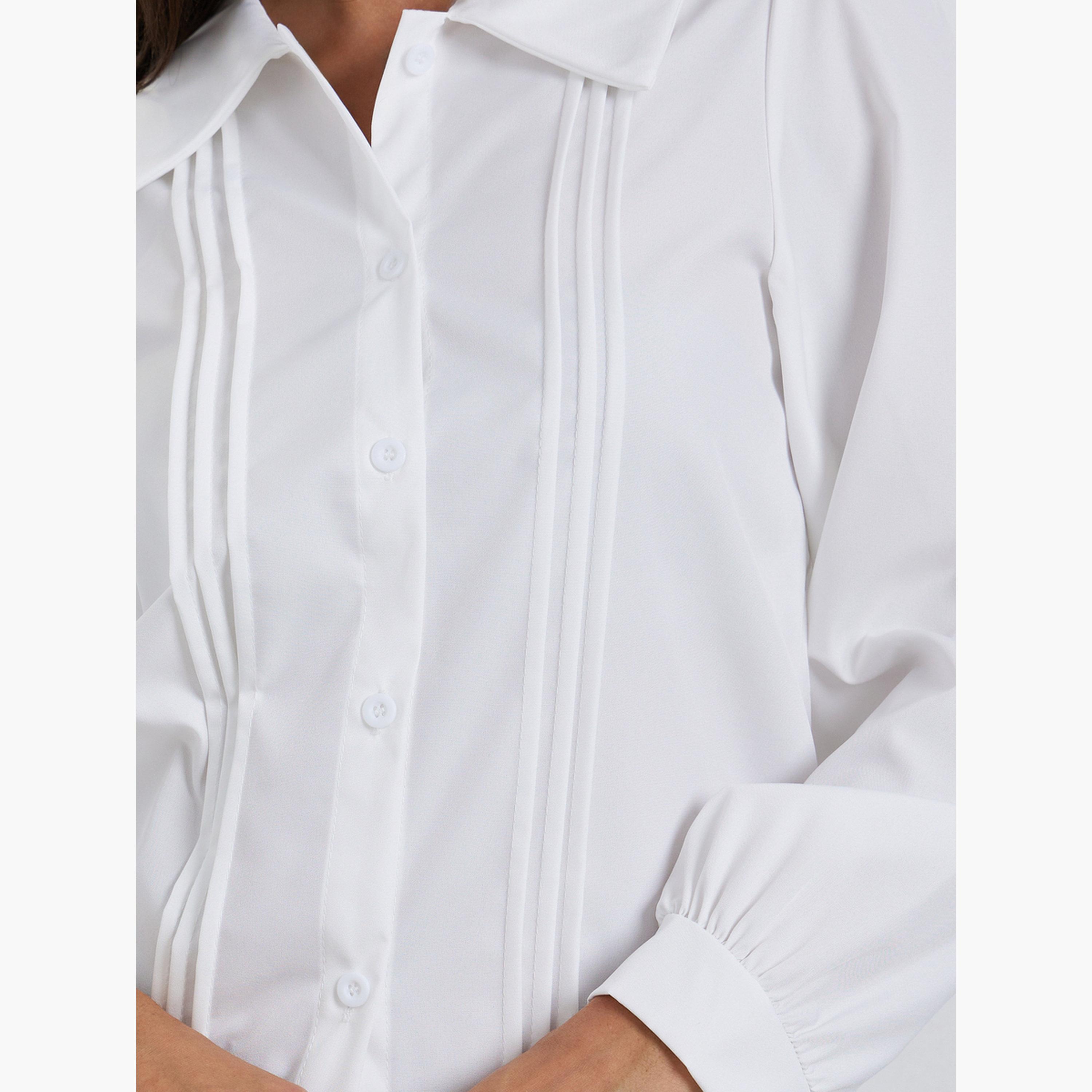 قميص كاجوال بتفاصيل طيات بينتاك-women-clothing-shirtsandblouses-shirts-image-4