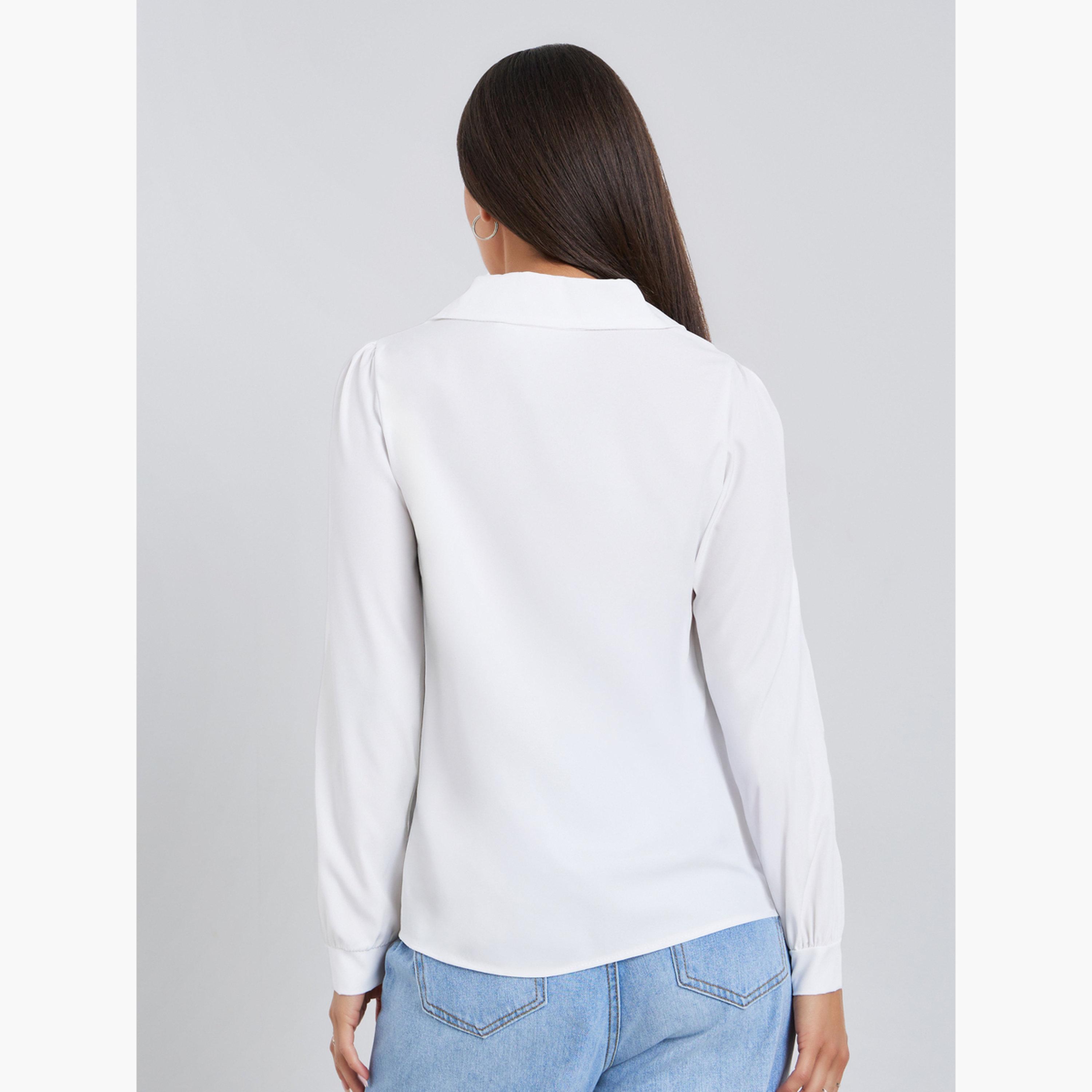 قميص كاجوال بتفاصيل طيات بينتاك-women-clothing-shirtsandblouses-shirts-image-5