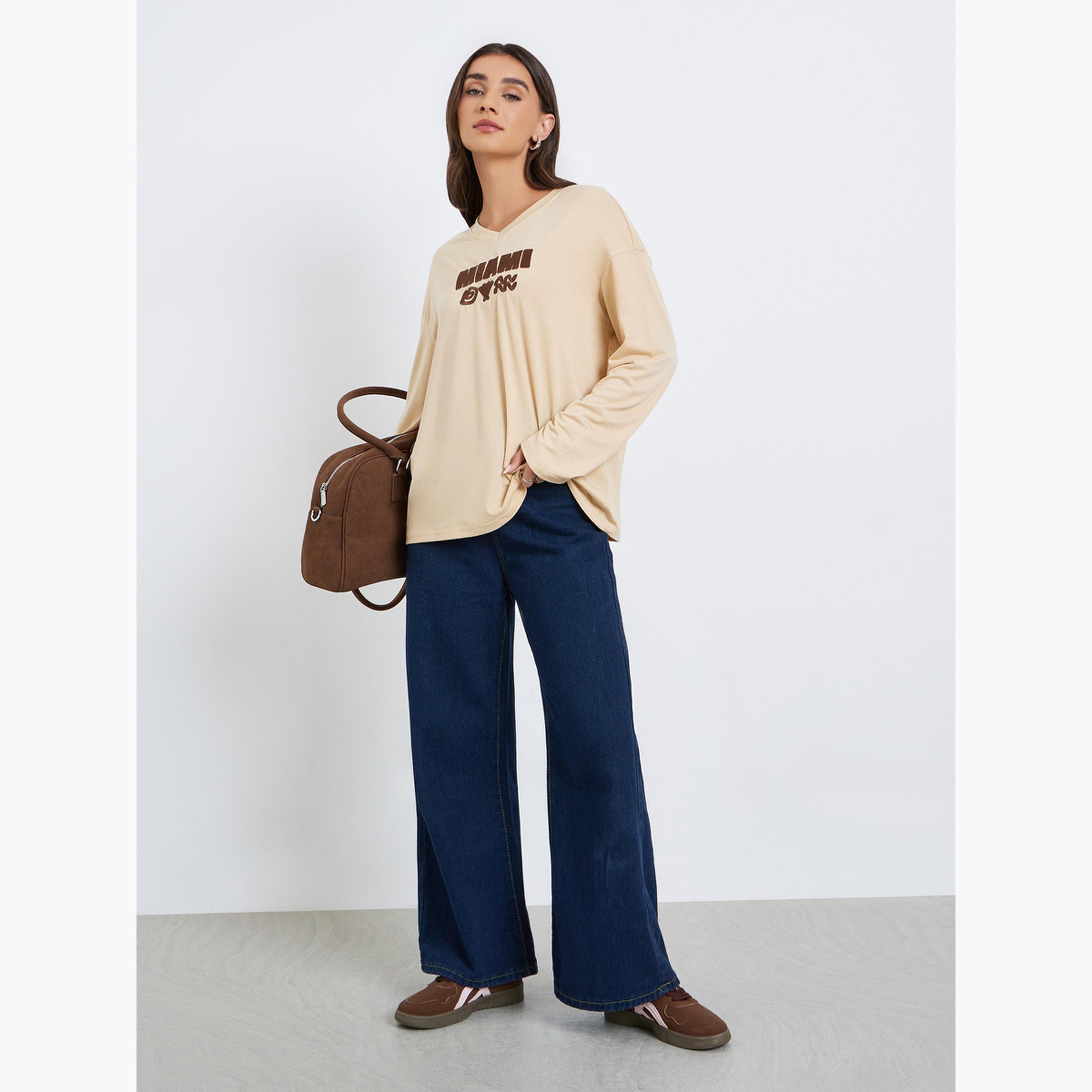 Styli Women Oversized Embroidered Detail T-Shirt-women-clothing-tshirts-image-2