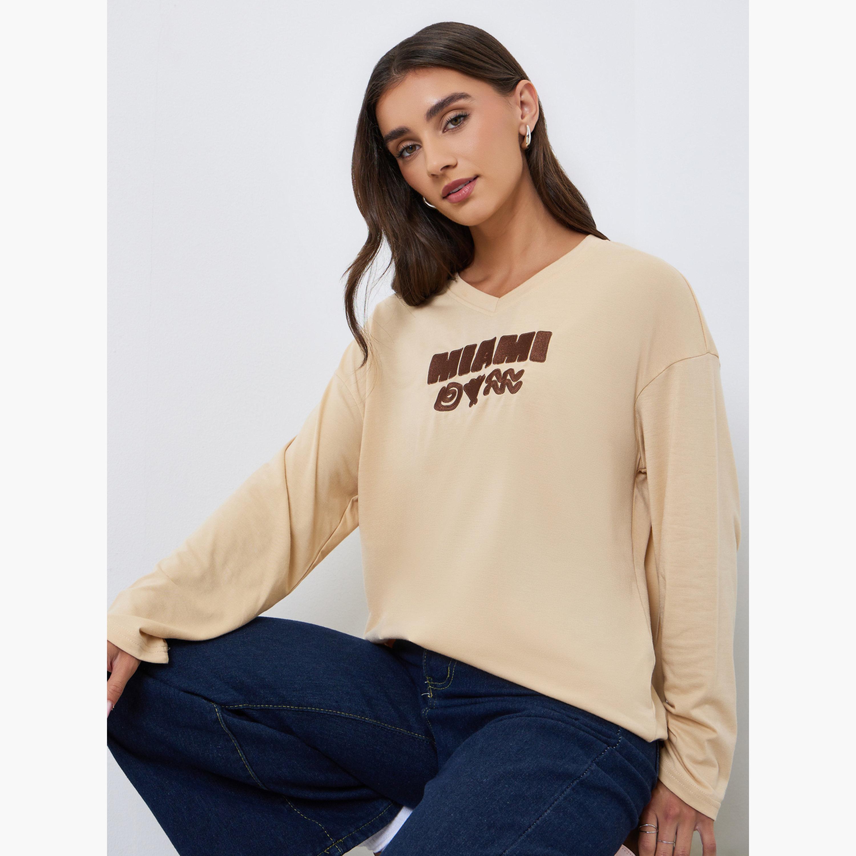 Styli Women Oversized Embroidered Detail T-Shirt-women-clothing-tshirts-image-3