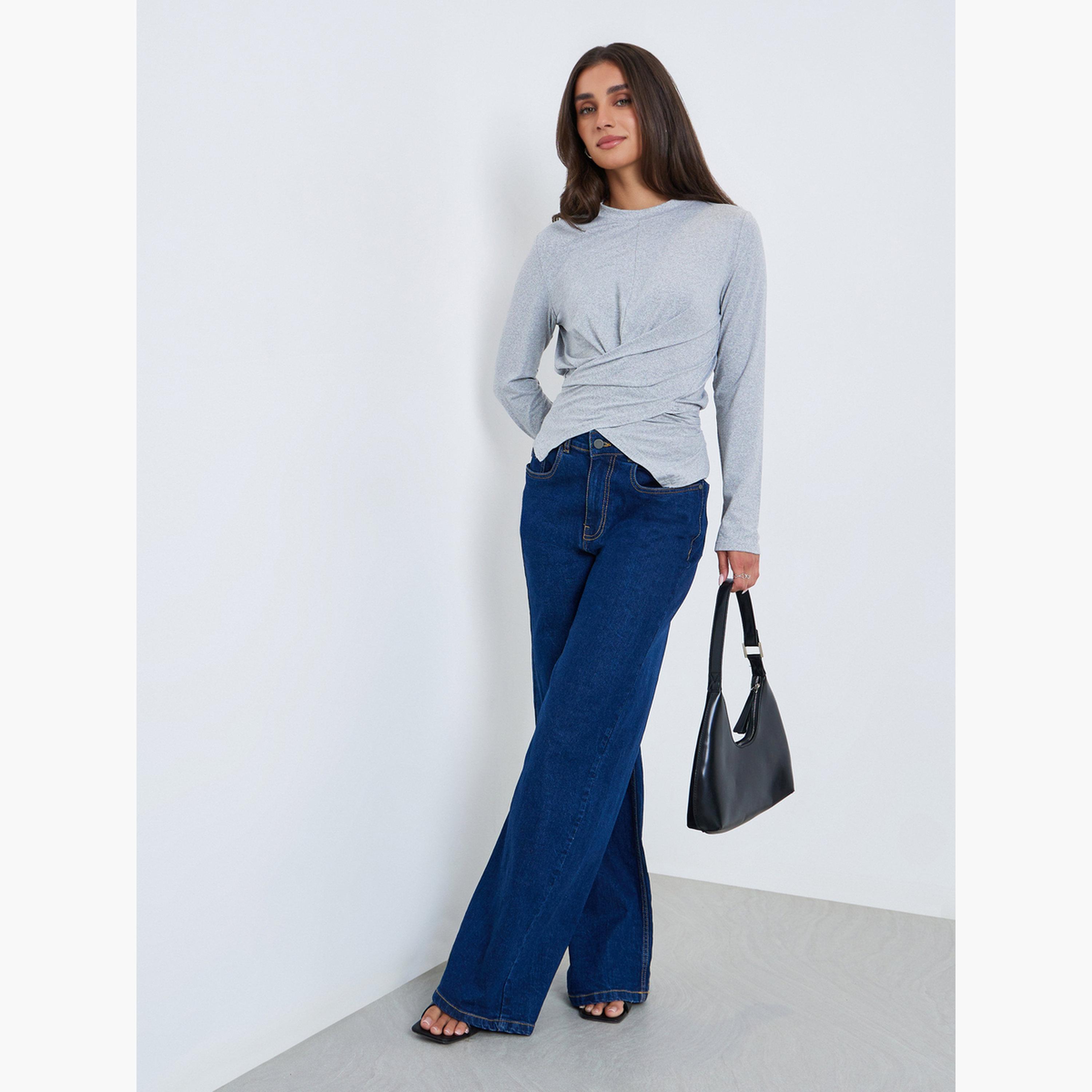 بلوزة بنمط لف وأكمام طويلة-women-clothing-shirtsandblouses-blouses-image-2