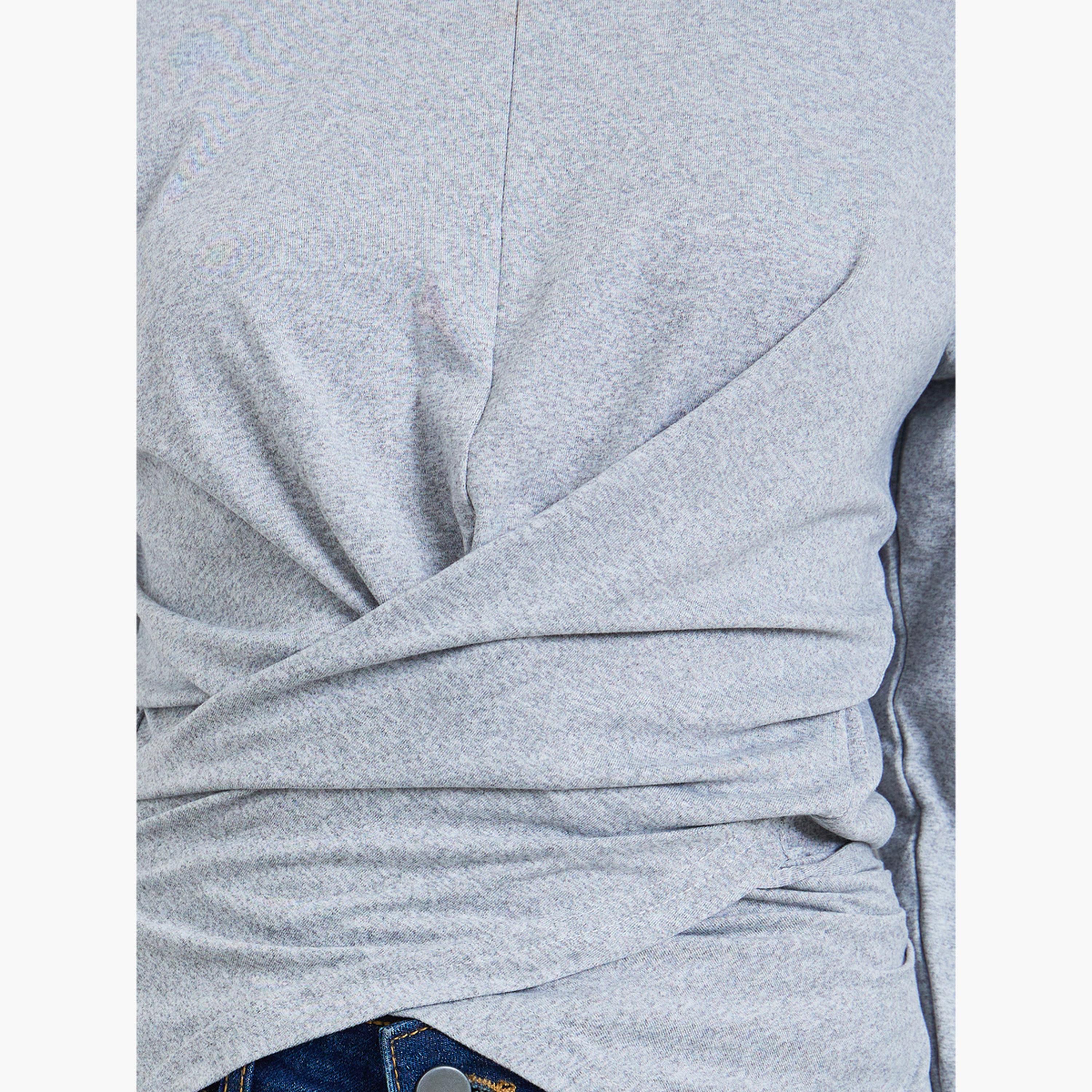 Styli Women Grey Long Sleeve Wrap Top-women-clothing-shirtsandblouses-blouses-image-3