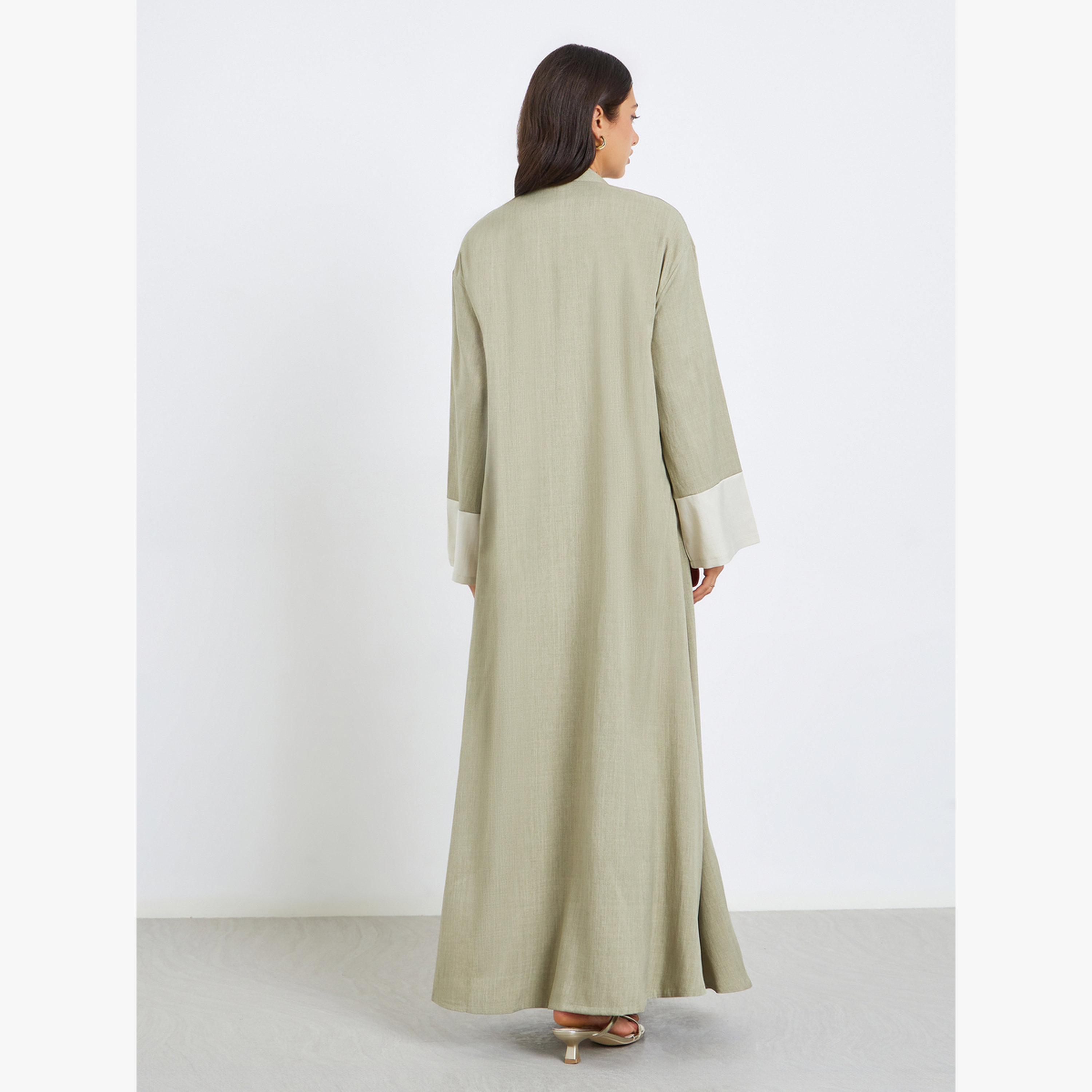 عباية بألوان متعددة وأطراف أكمام متباينة-women-arabicclothing-abayas-image-5