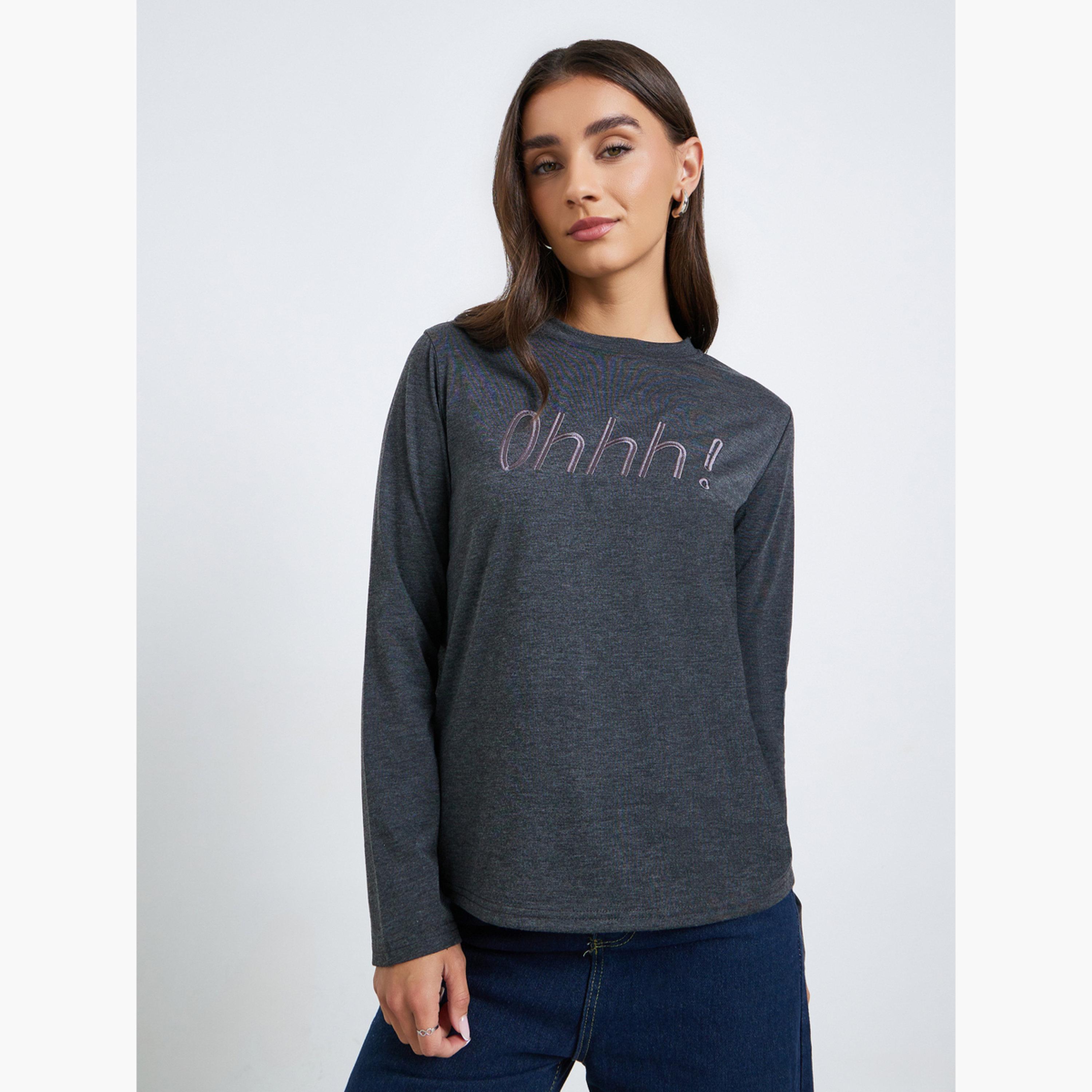 Styli Women Embroidered Front Regular Fit T-Shirt-women-clothing-tshirts-image-1