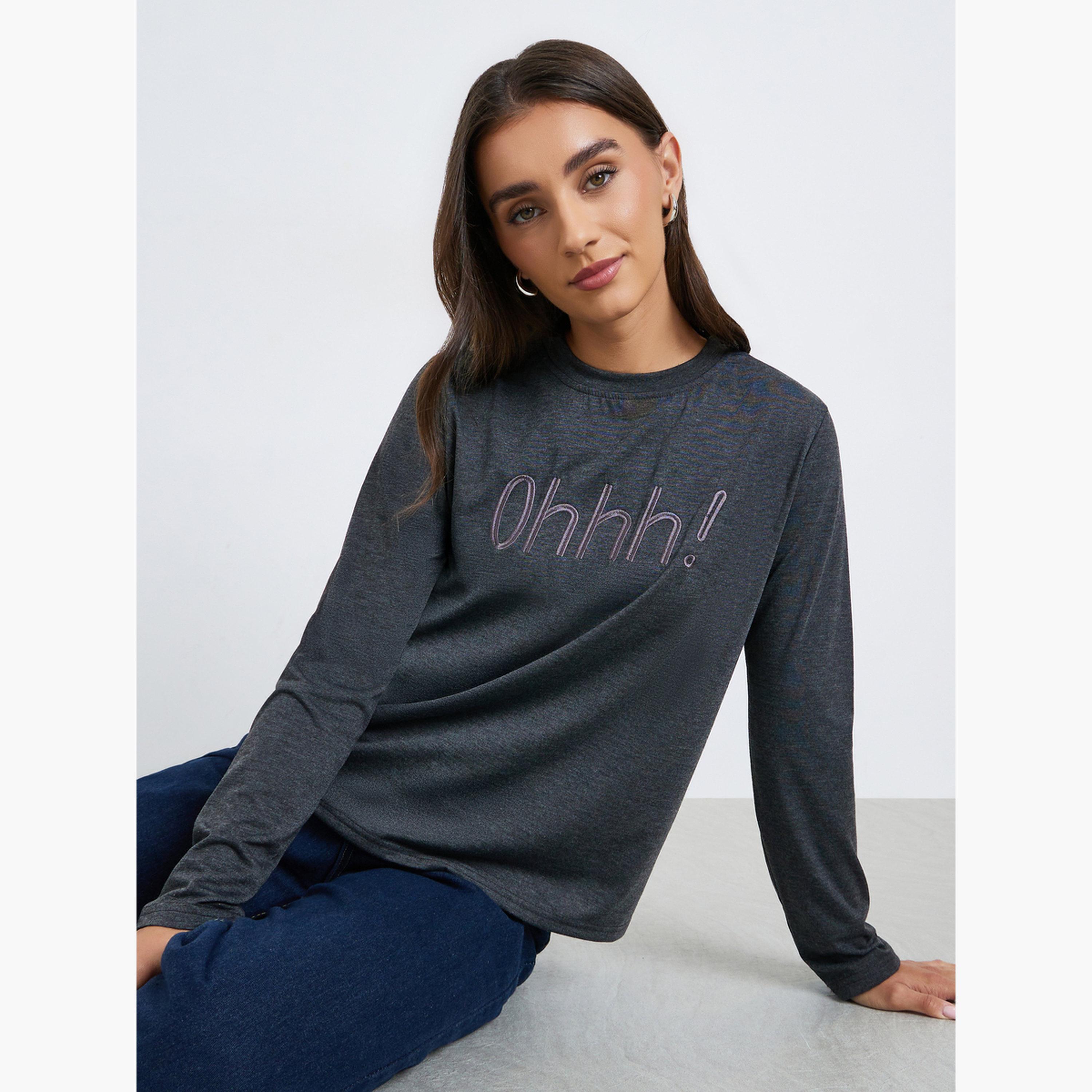 Styli Women Embroidered Front Regular Fit T-Shirt-women-clothing-tshirts-image-3