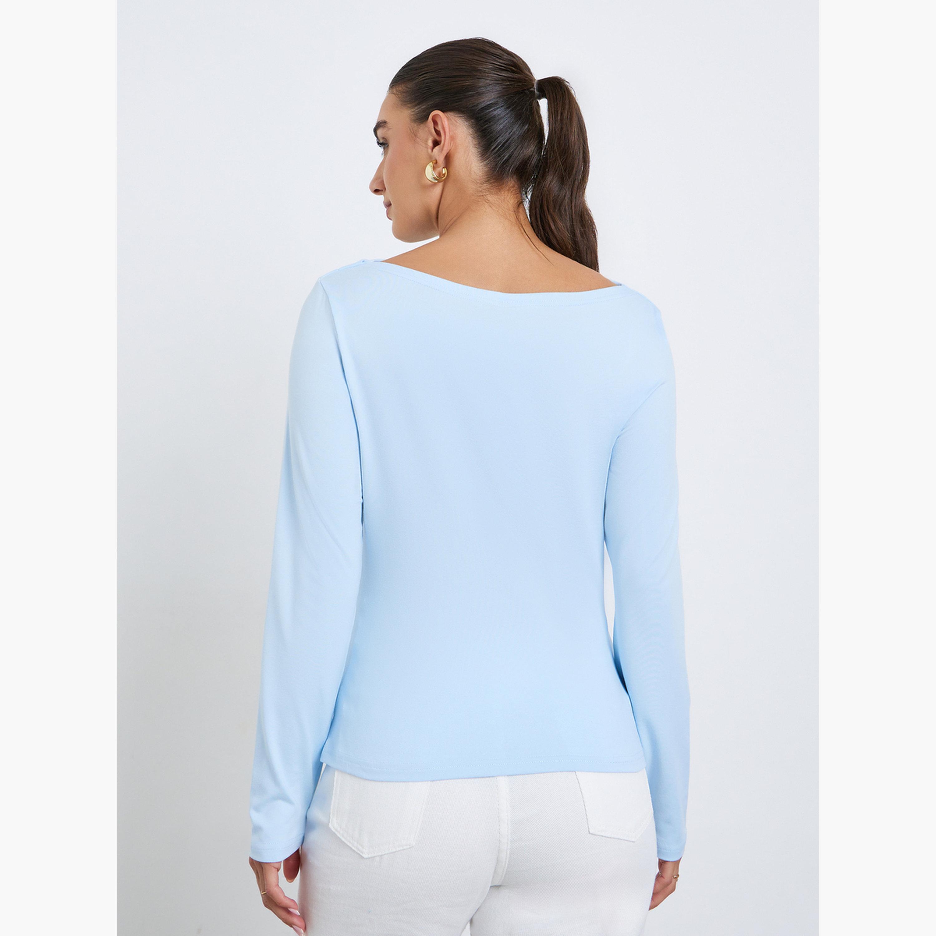 Styli Women Boat Neck Fitted T-Shirt-women-clothing-tshirts-image-5