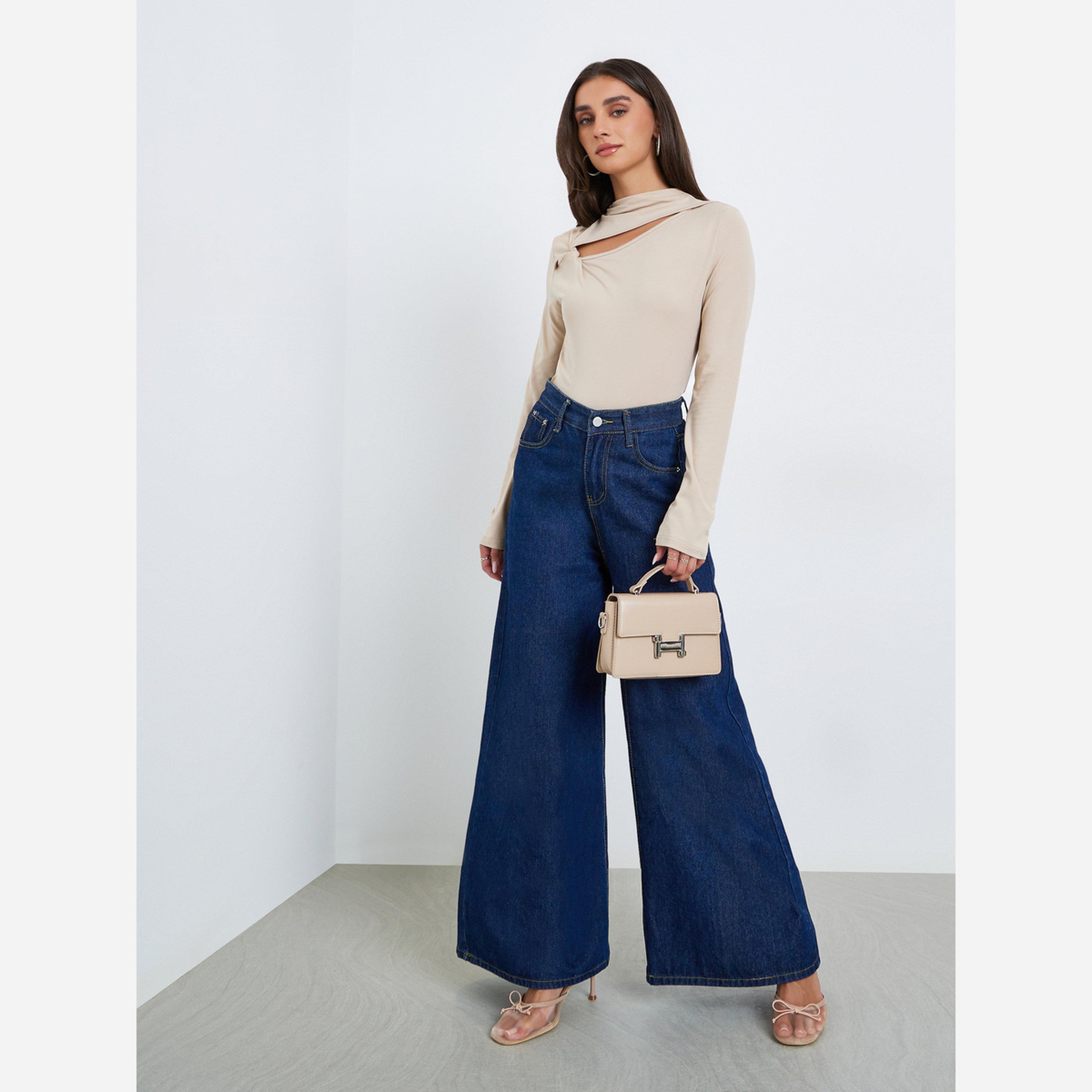 ستايلي - بلوزة للنساء لون بيج أكمام طويلة وفتحات-women-clothing-shirtsandblouses-blouses-image-3