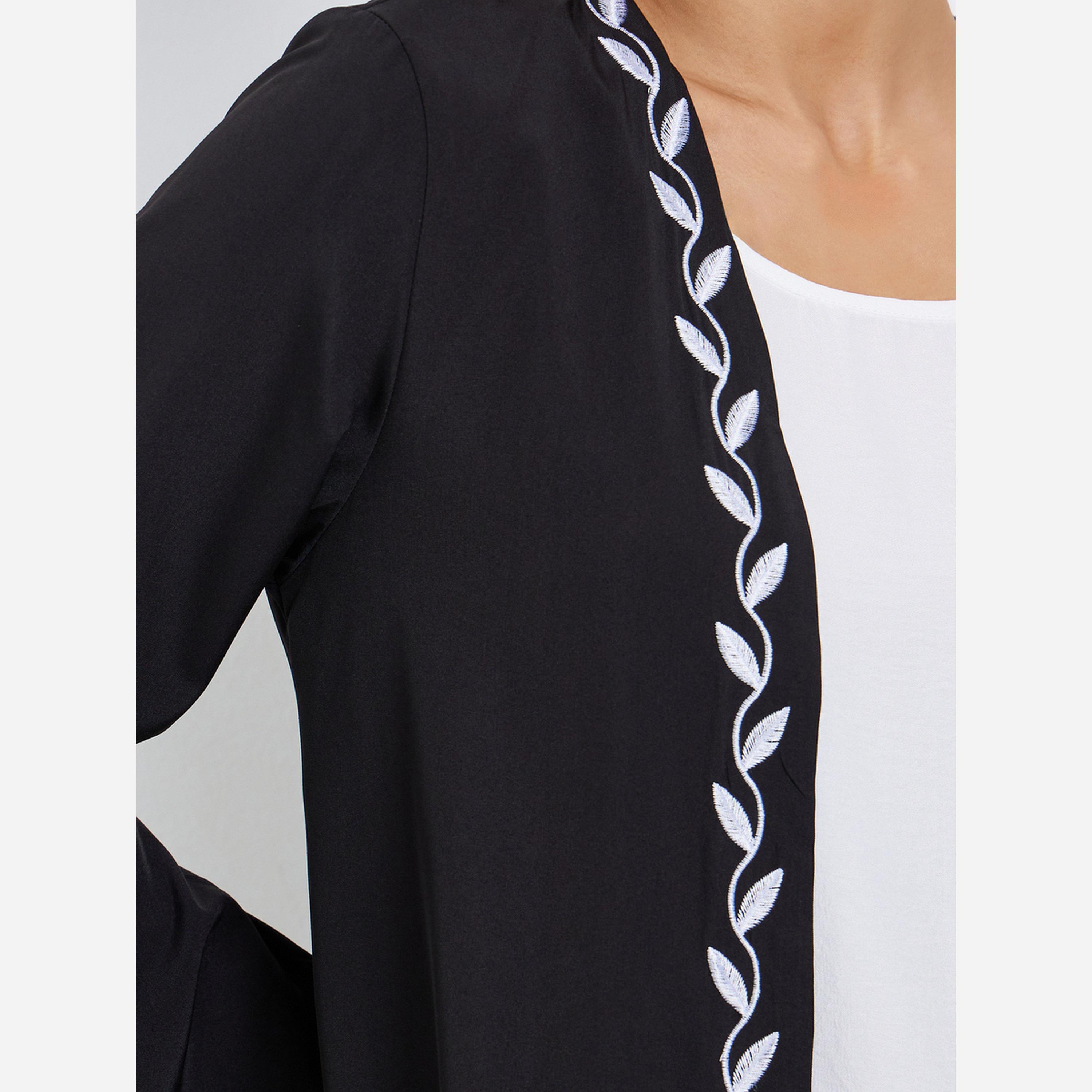 Styli Leaf Embroidery Front Open Abaya-women-arabicclothing-abayas-image-4