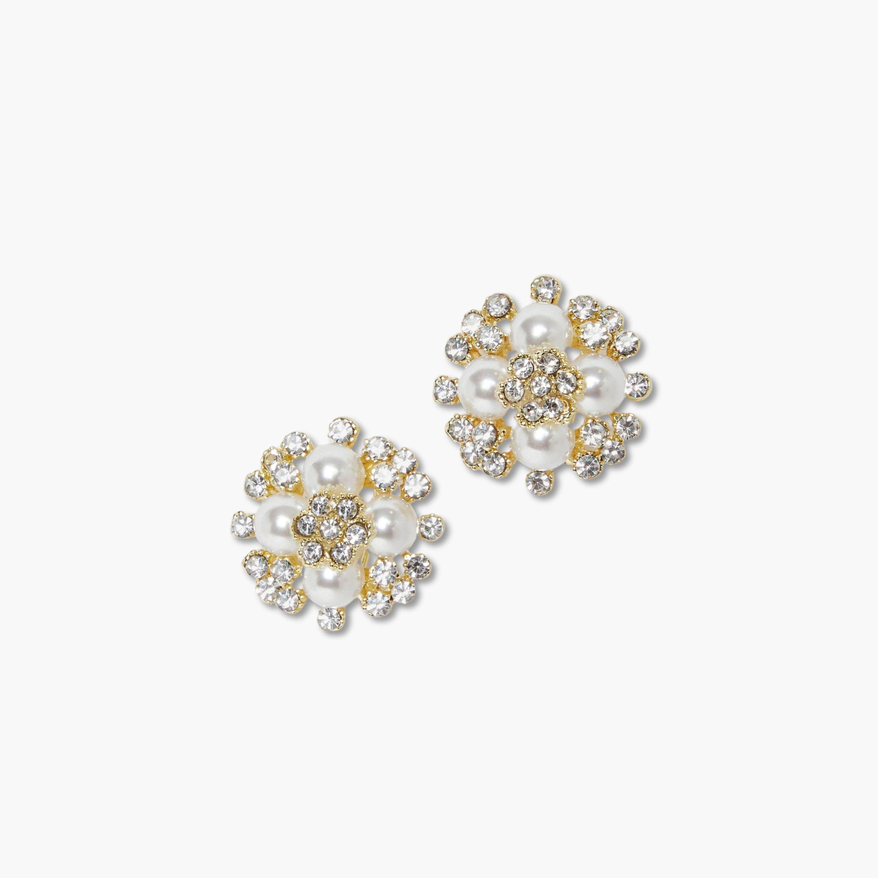 Styli Embellished Pearl Cluster Earrings-women-watchesandjewellery-jewellery-earrings-image-1