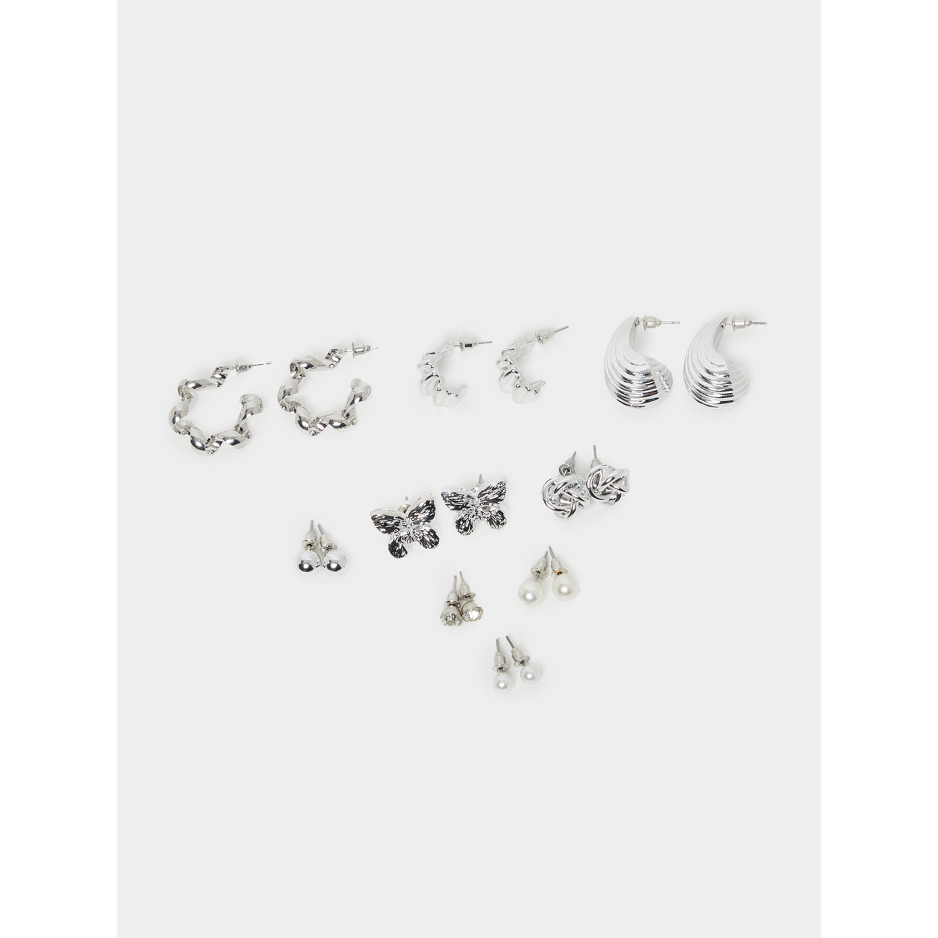مجموعة من 9 أزواج أقراط فضية متنوعة-women-watchesandjewellery-jewellery-earrings-image-2
