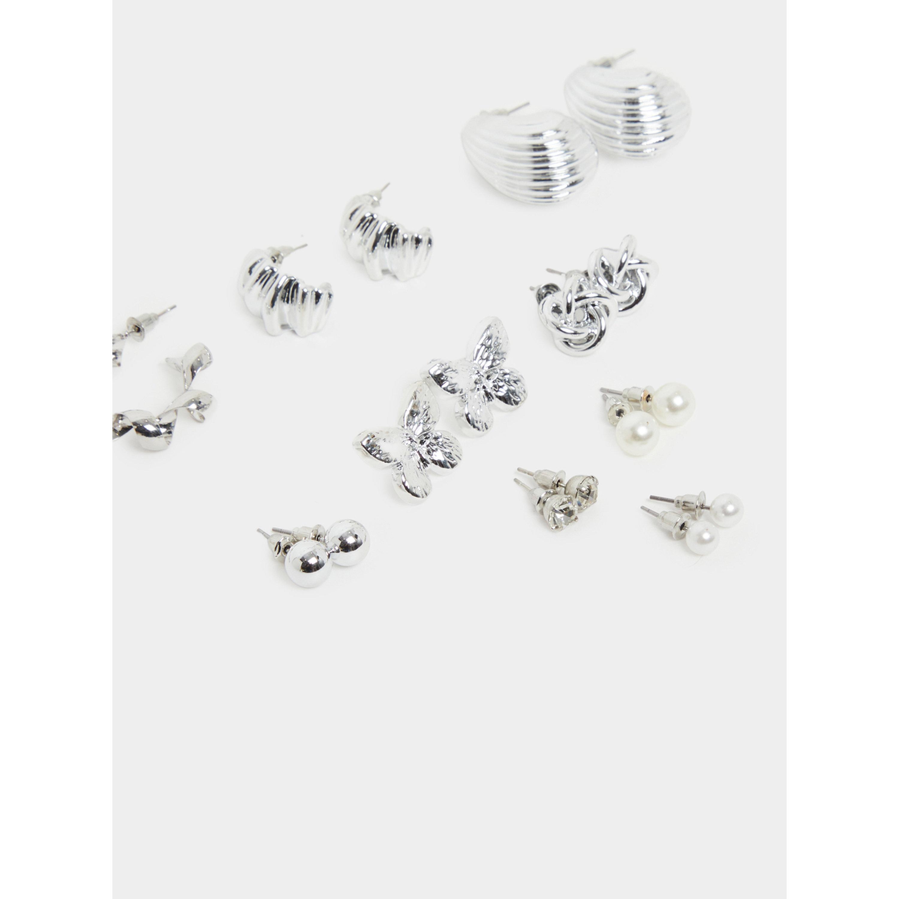 مجموعة من 9 أزواج أقراط فضية متنوعة-women-watchesandjewellery-jewellery-earrings-image-3