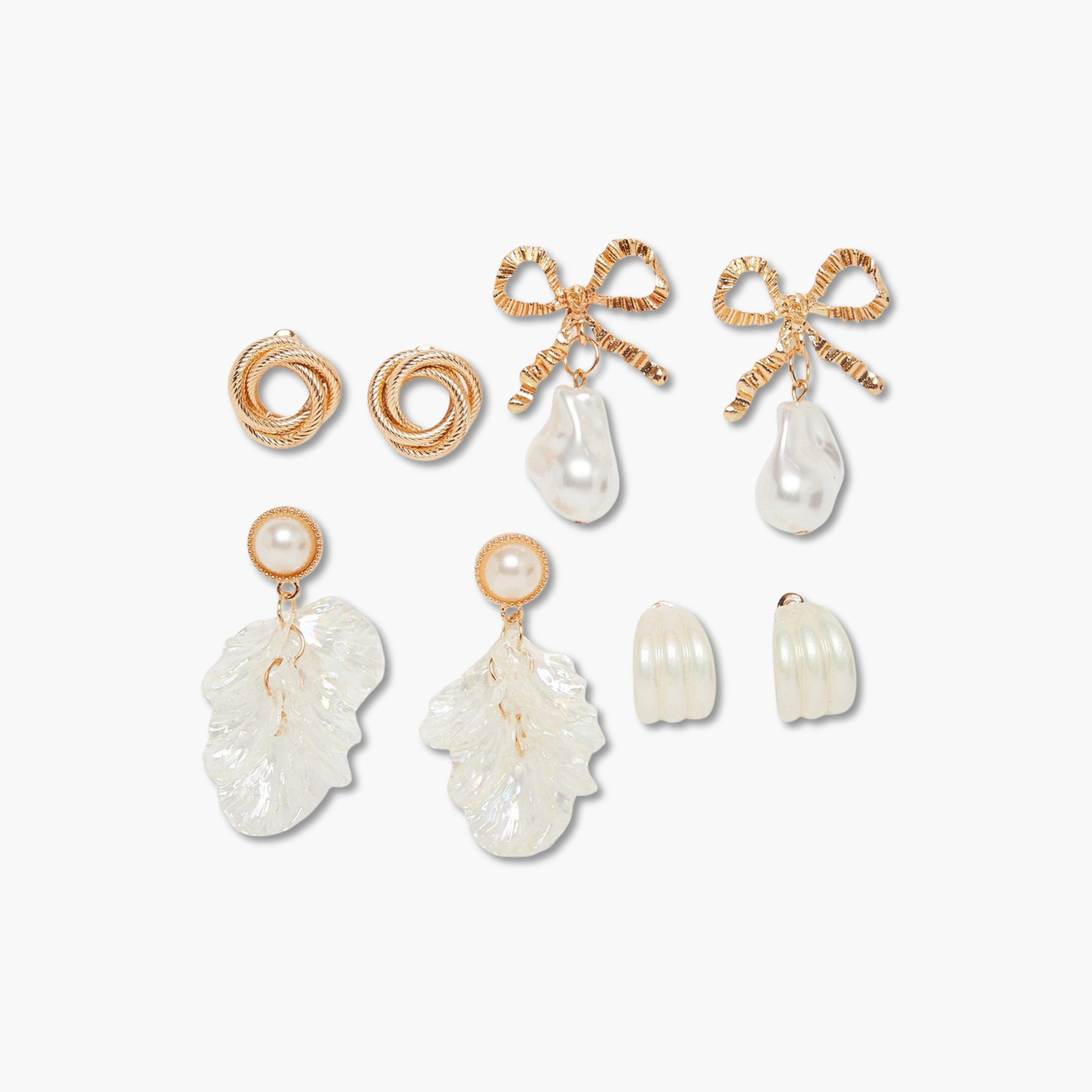 طقم أقراط لؤلؤ متدلية من 4 قطع-women-watchesandjewellery-jewellery-earrings-image-1