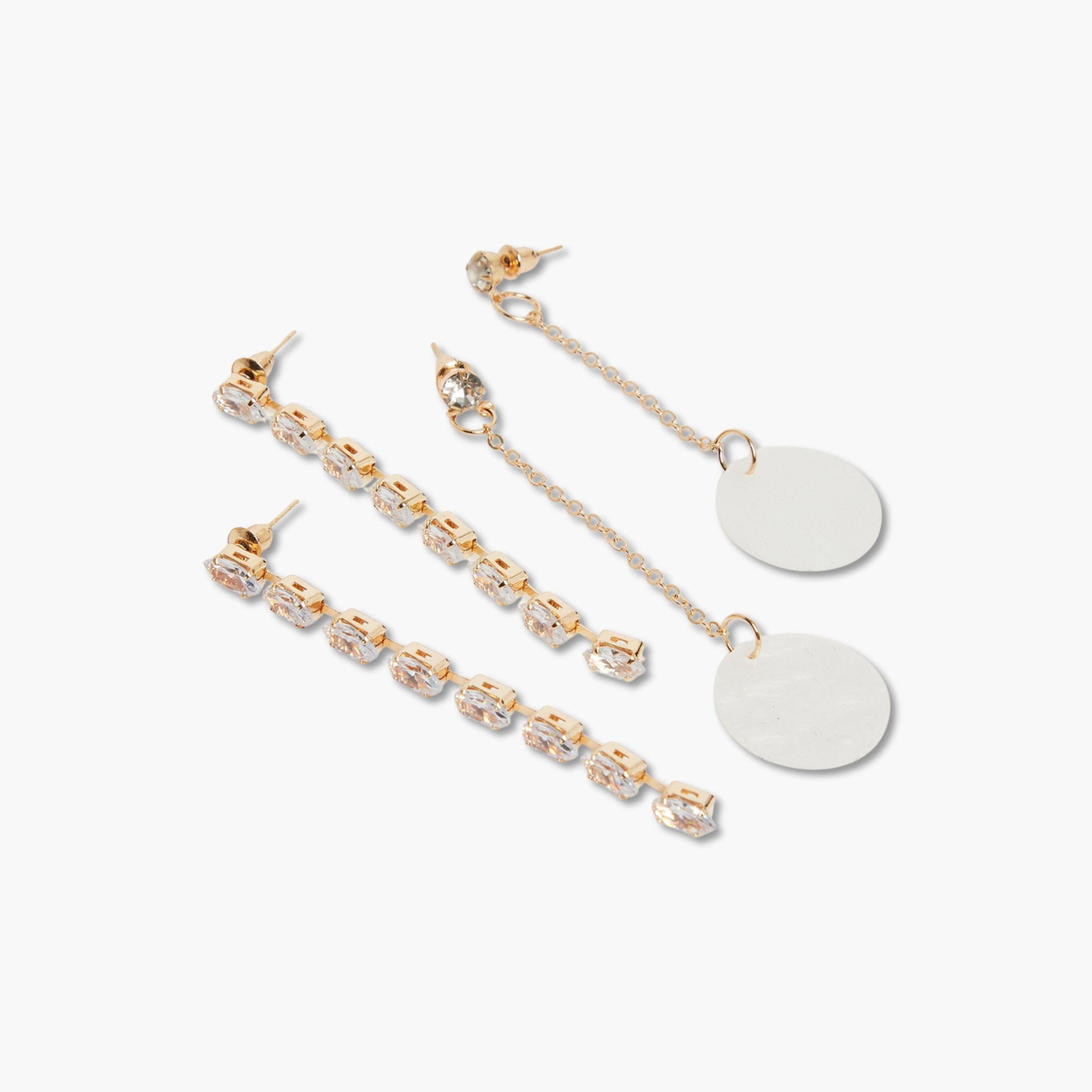 Styli Pack of 6 - Embellished Dandler Earrings-women-watchesandjewellery-jewellery-earrings-image-4