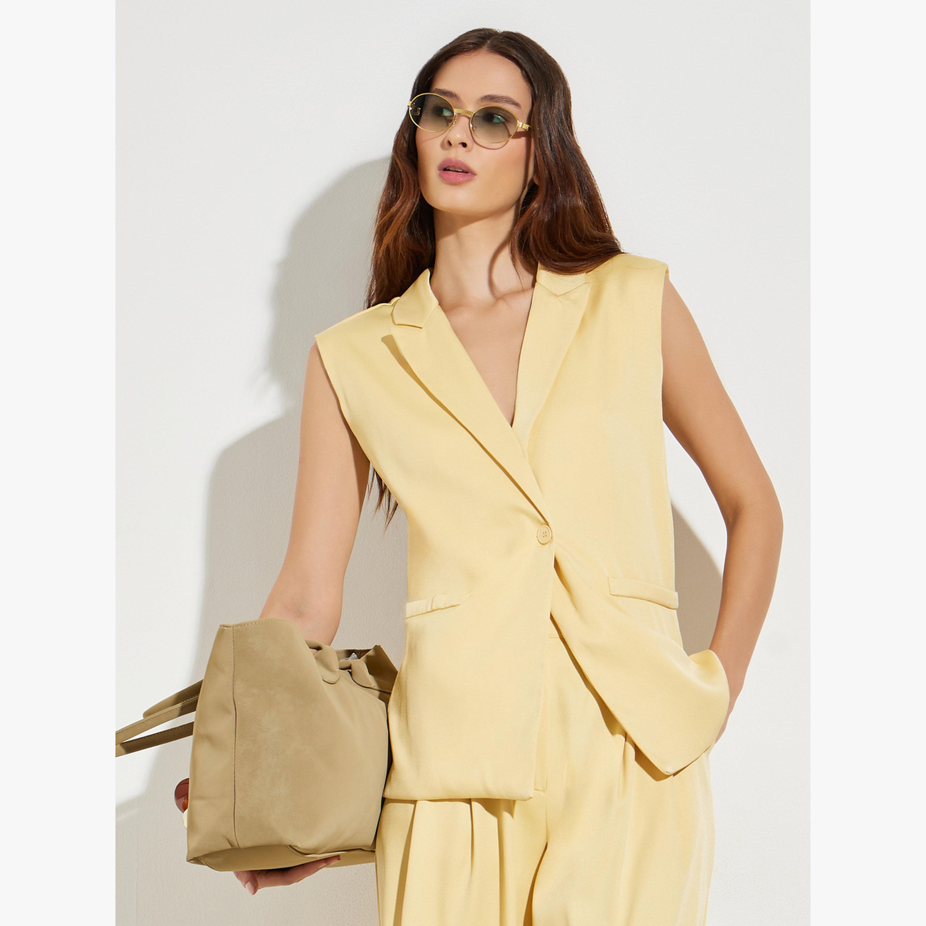 Styli Yellow Sleeveless Waistcoat-women-clothing-shirtsandblouses-blouses-image-1
