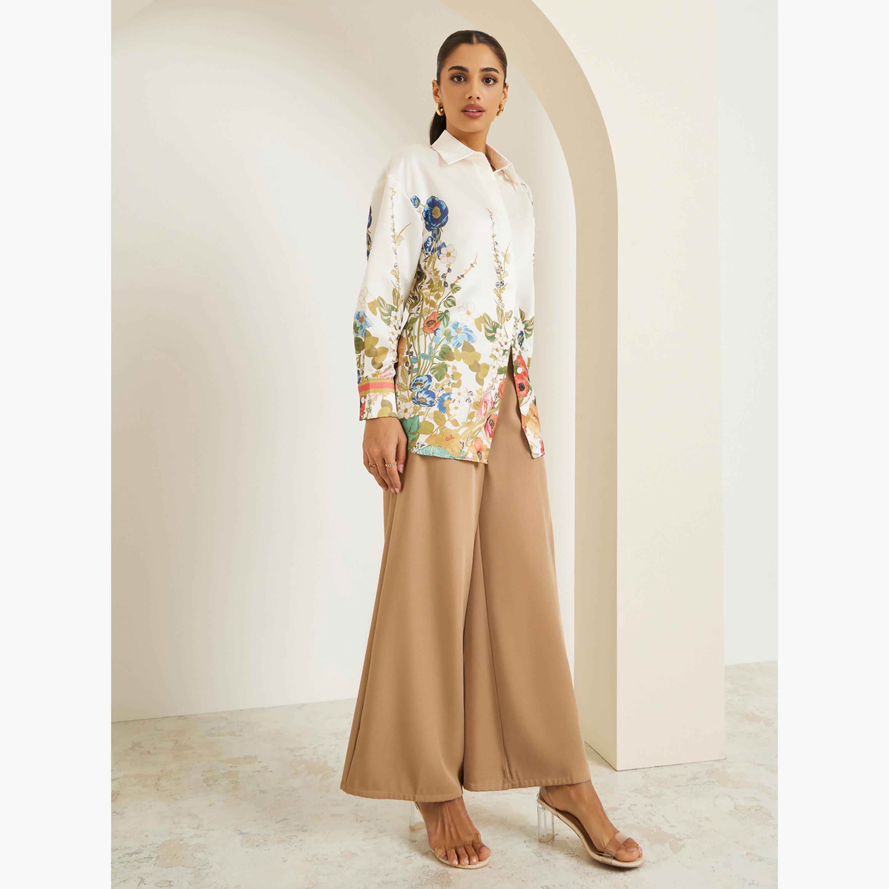 بلوزة ساتان طويل بطبعة زهور-women-clothing-shirtsandblouses-shirts-image-2