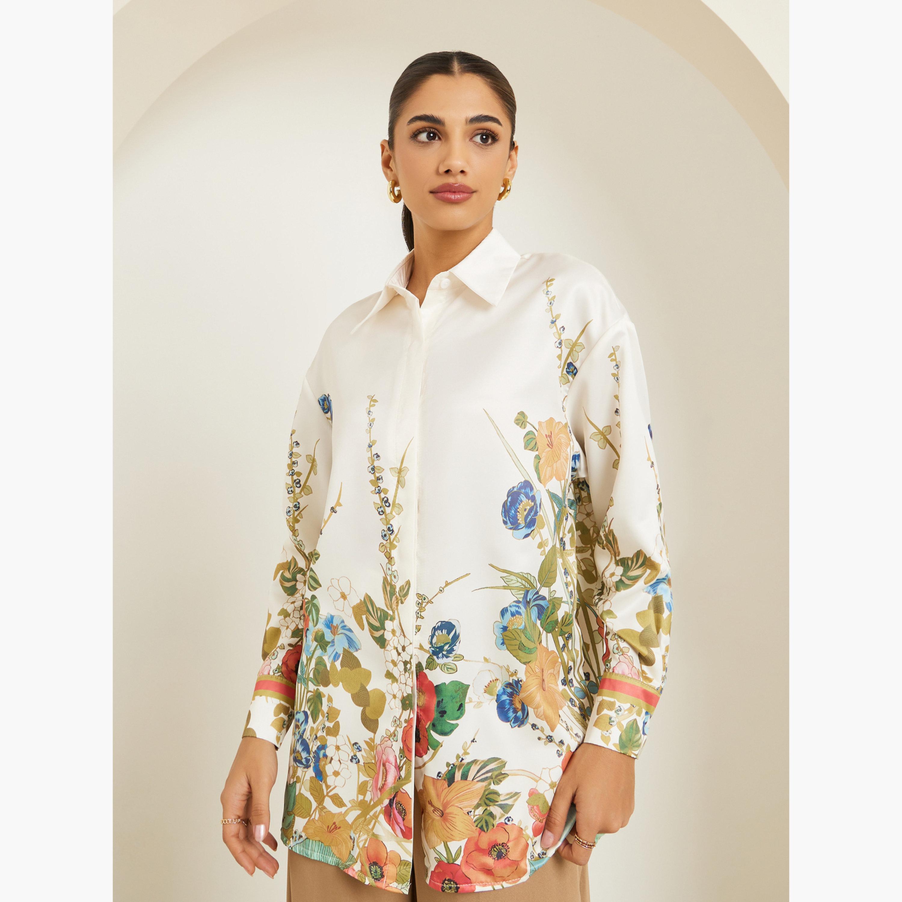 بلوزة ساتان طويل بطبعة زهور-women-clothing-shirtsandblouses-shirts-image-4